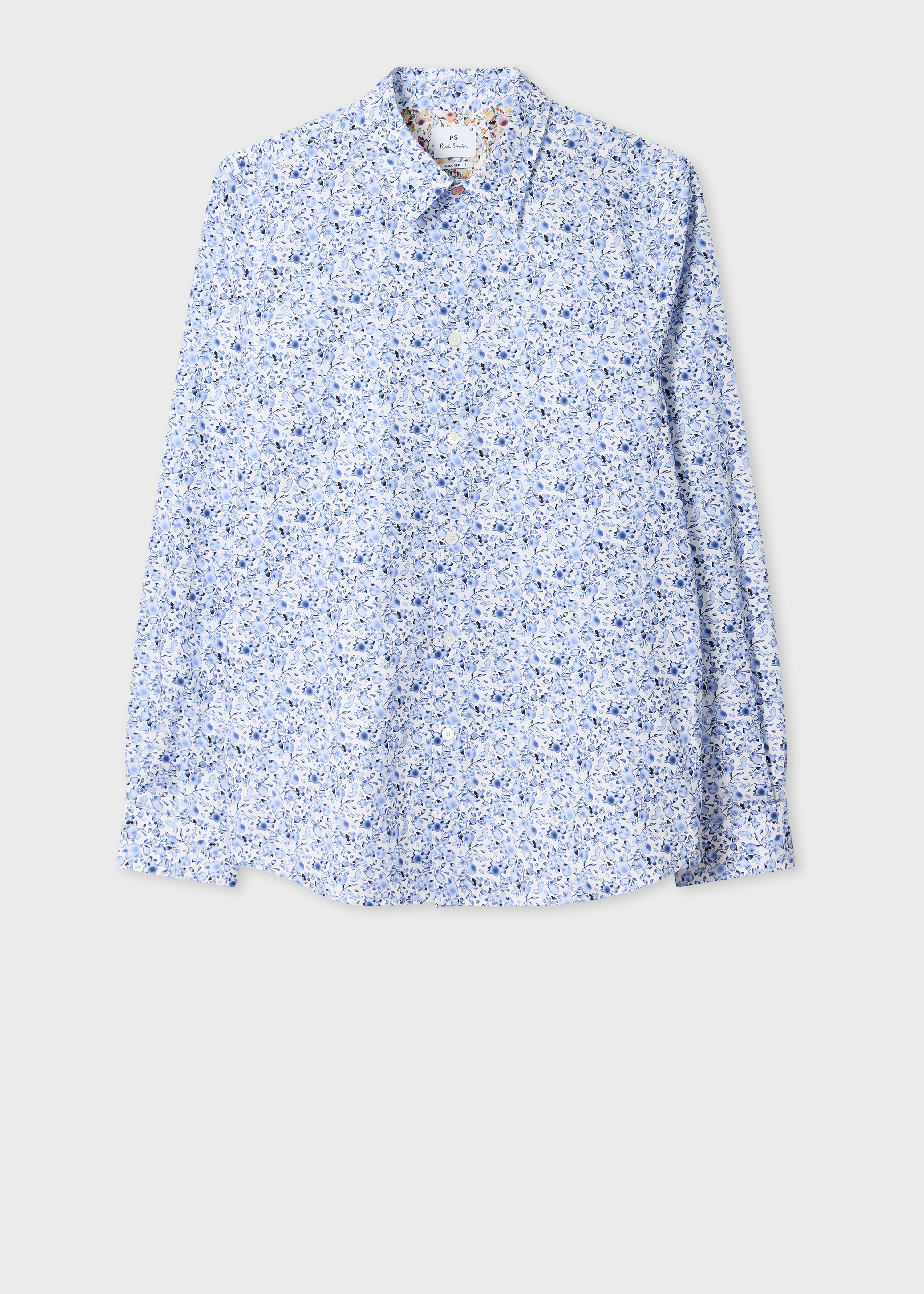 Blue 'Good Fortune Floral' Tailored-Fit Shirt