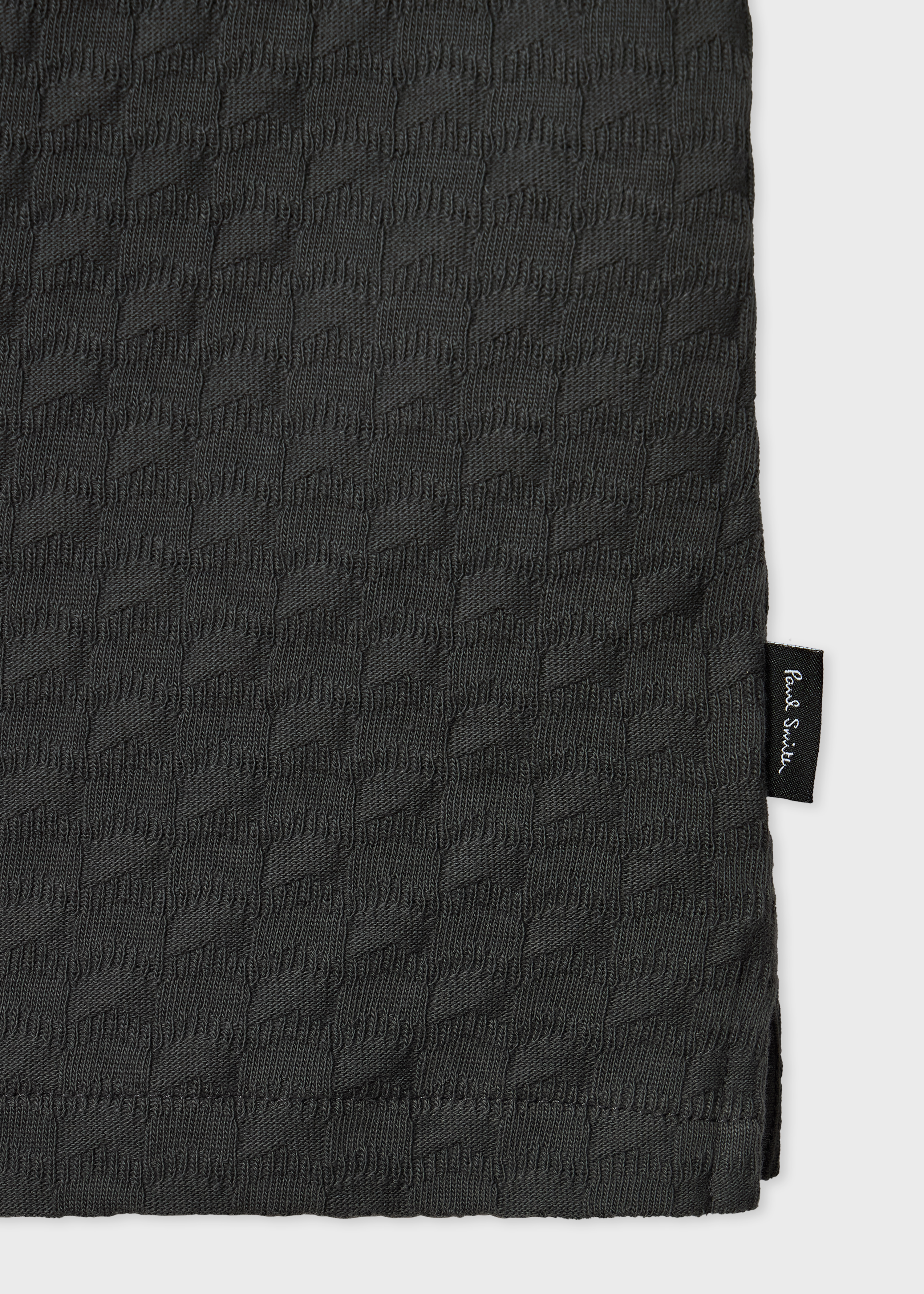 Dark Grey Jacquard Cotton Zip Polo Shirt