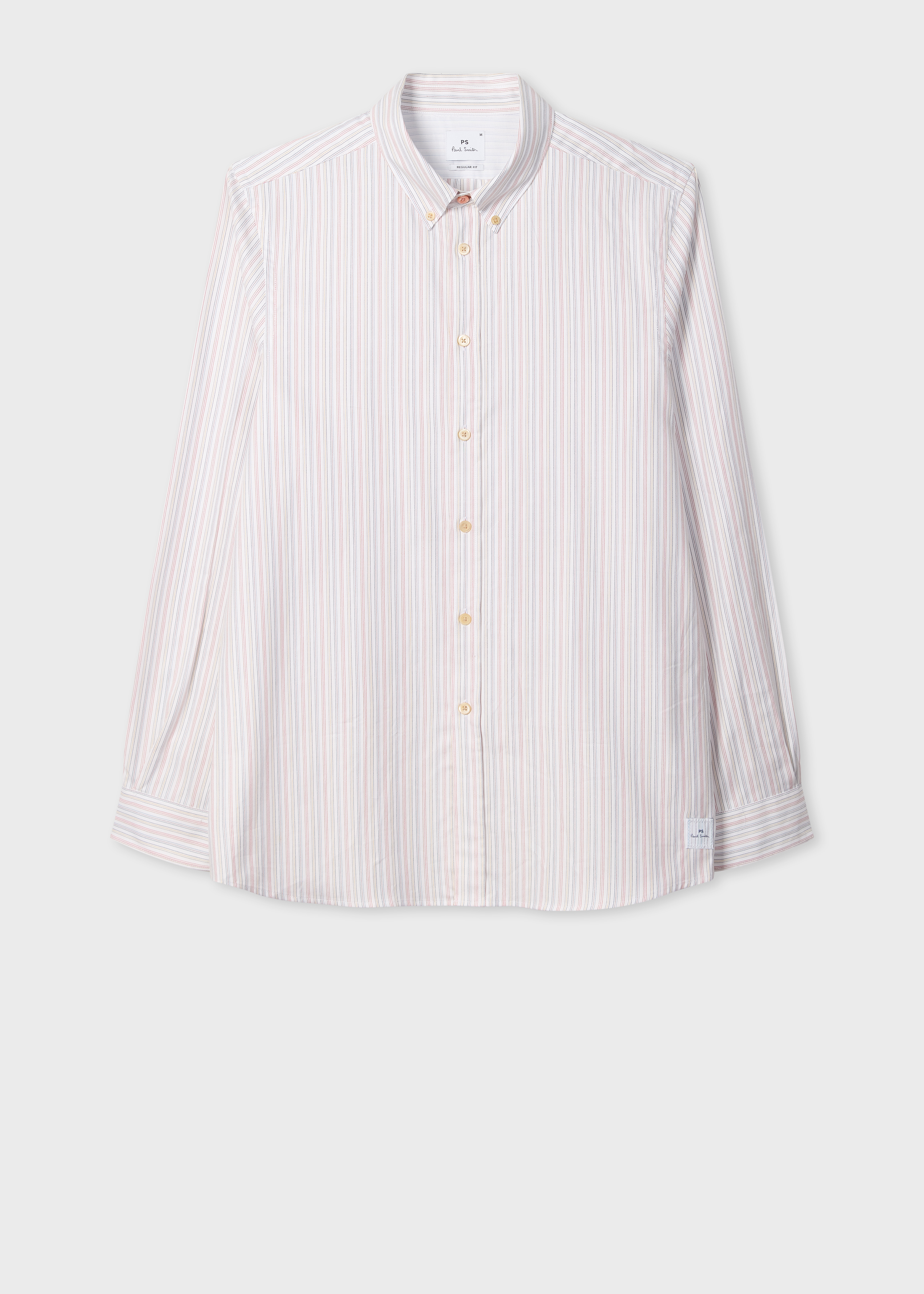 White Multicolour Stripe Button-Down Shirt