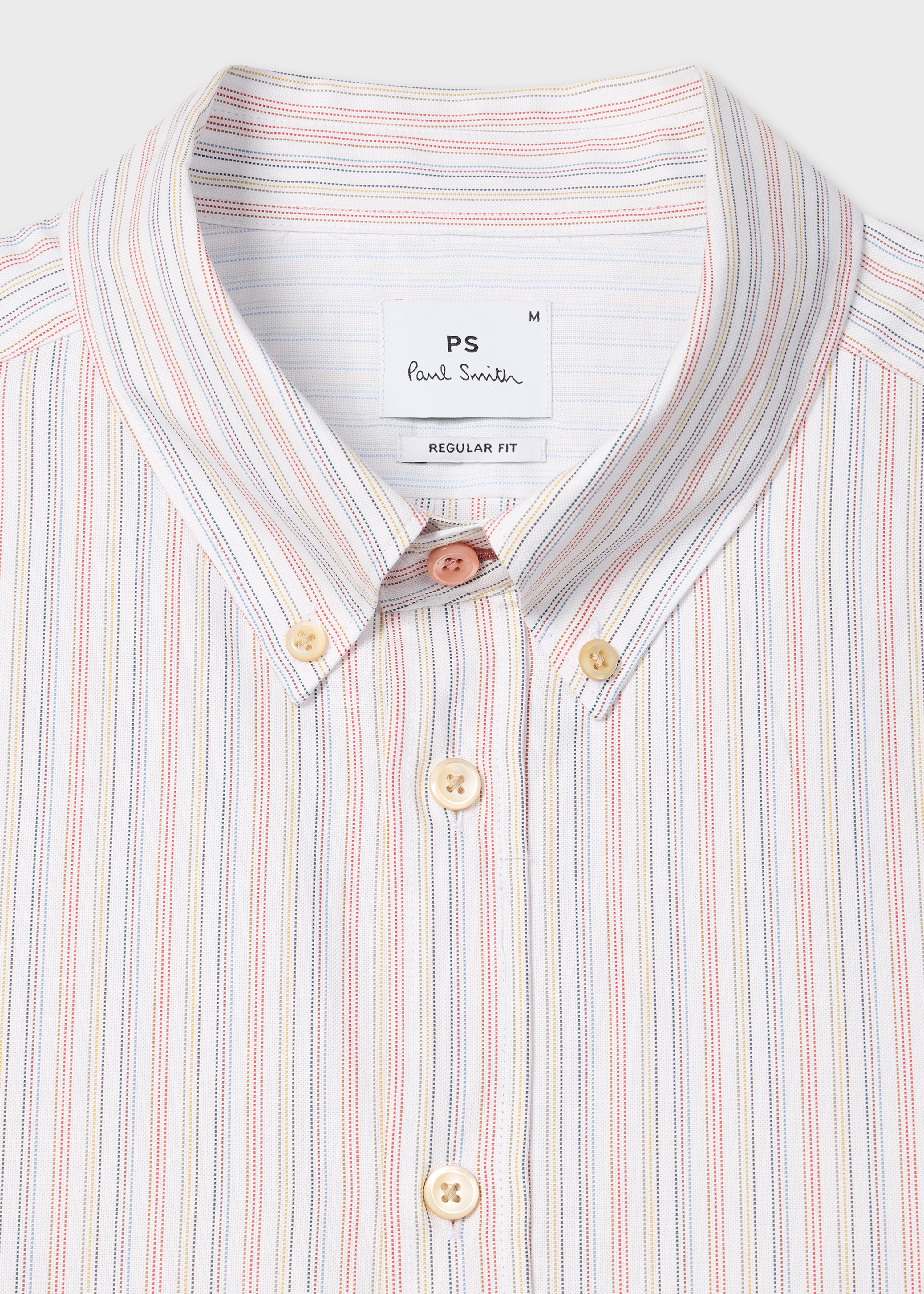 White Multicolour Stripe Button-Down Shirt