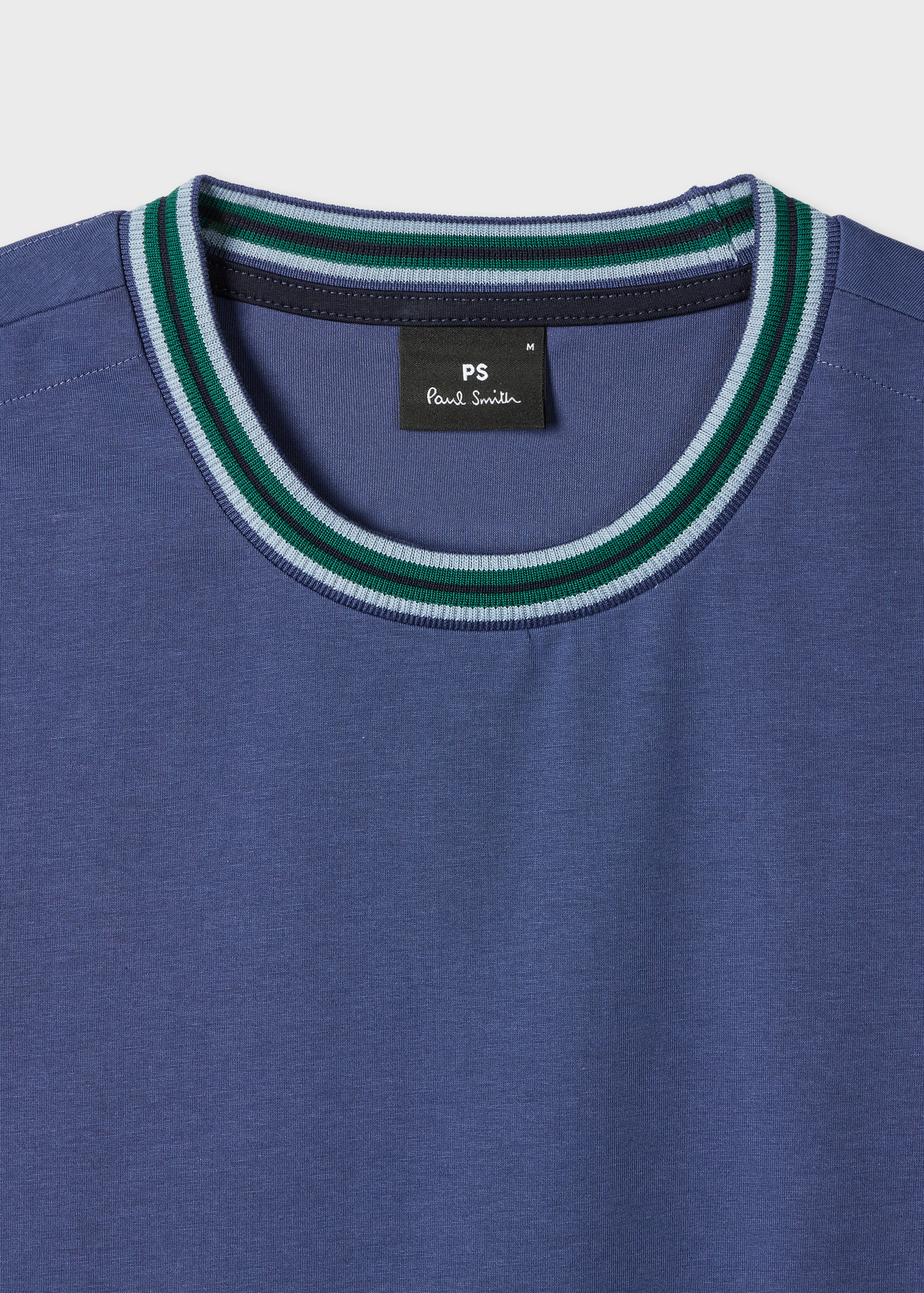 Indigo Blue Plated Jersey T-Shirt with Contrast Collar