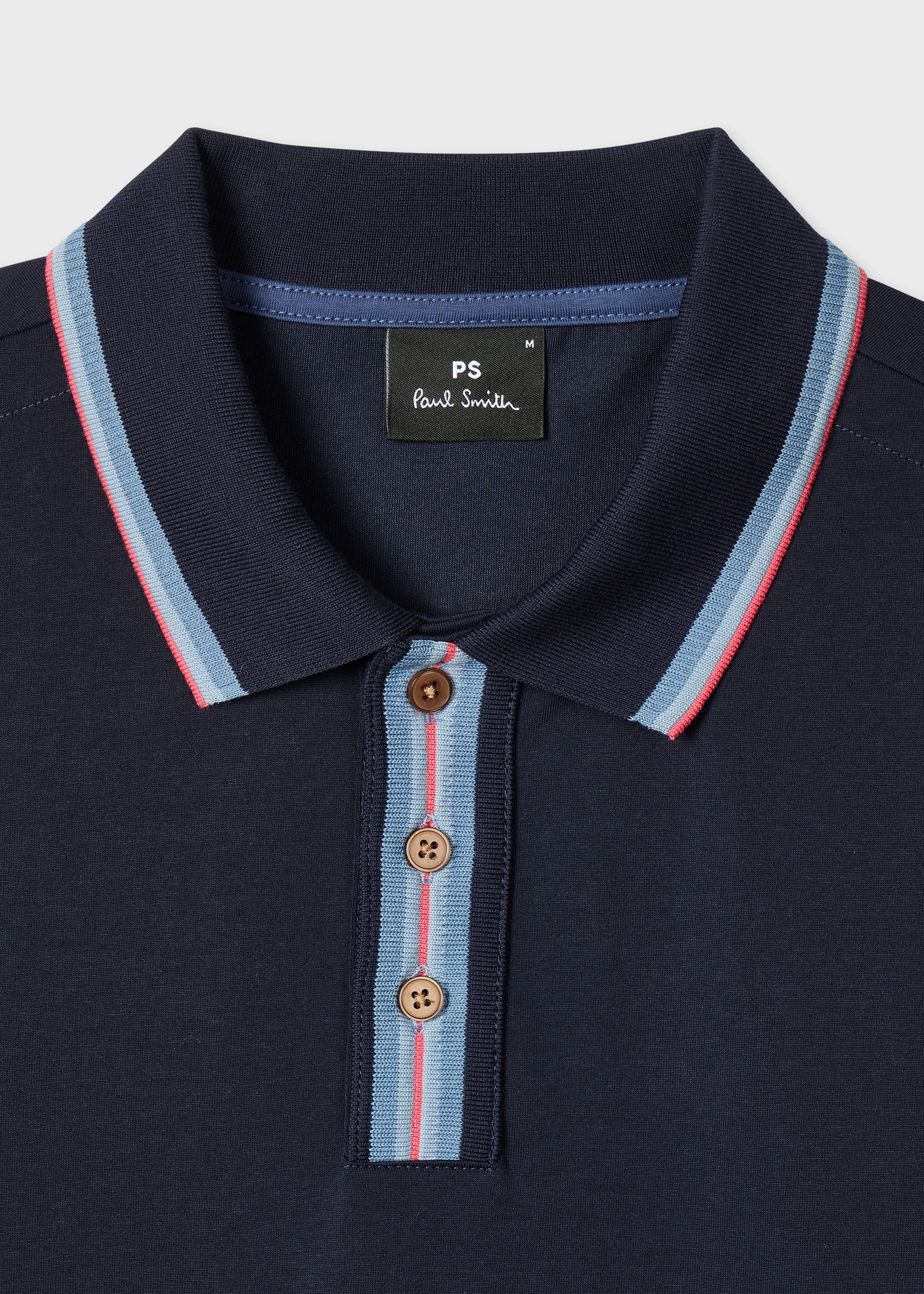 Navy Plated Jersey Polo Shirt With Contrast Tipping