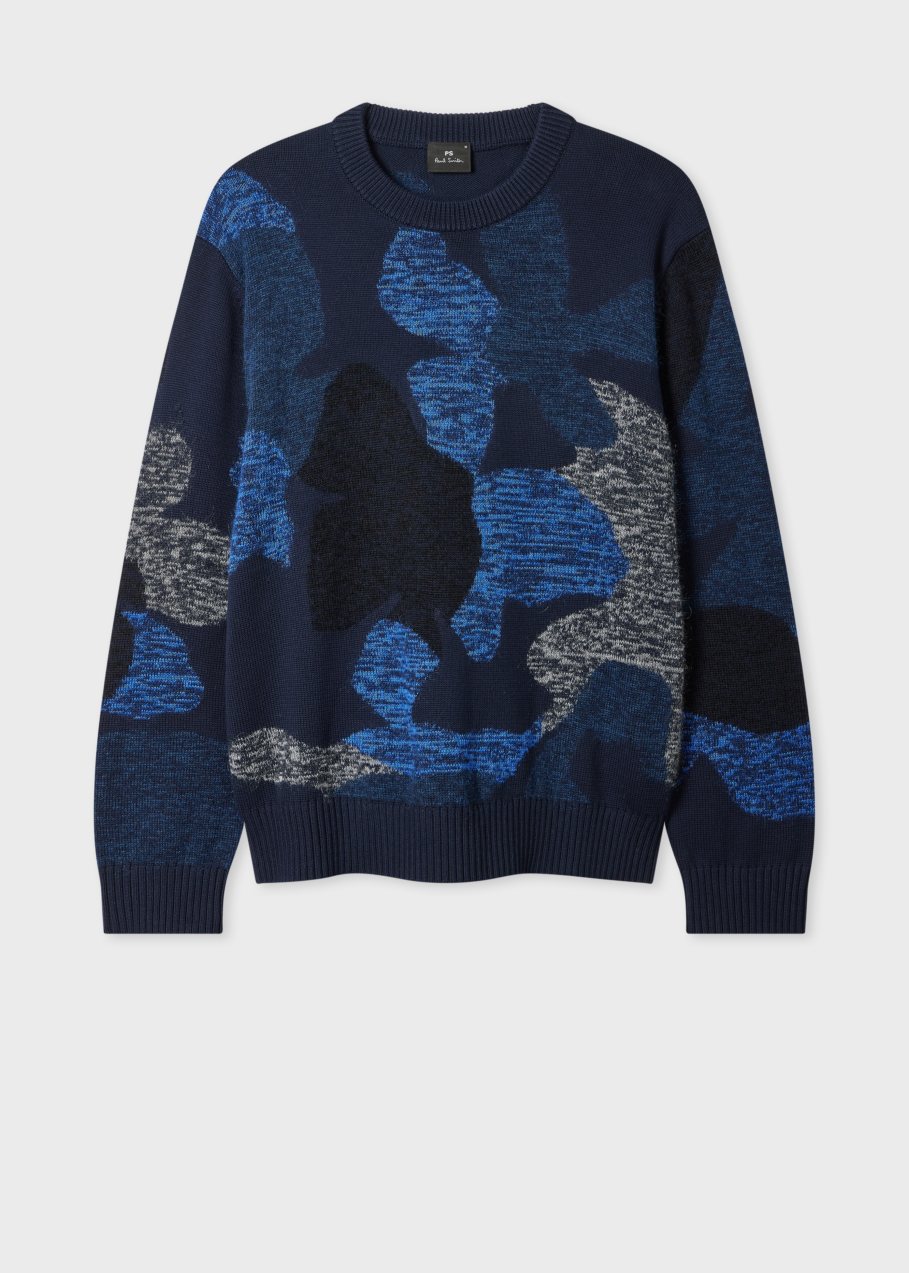 Navy Cotton-Mohair Floral Sweater