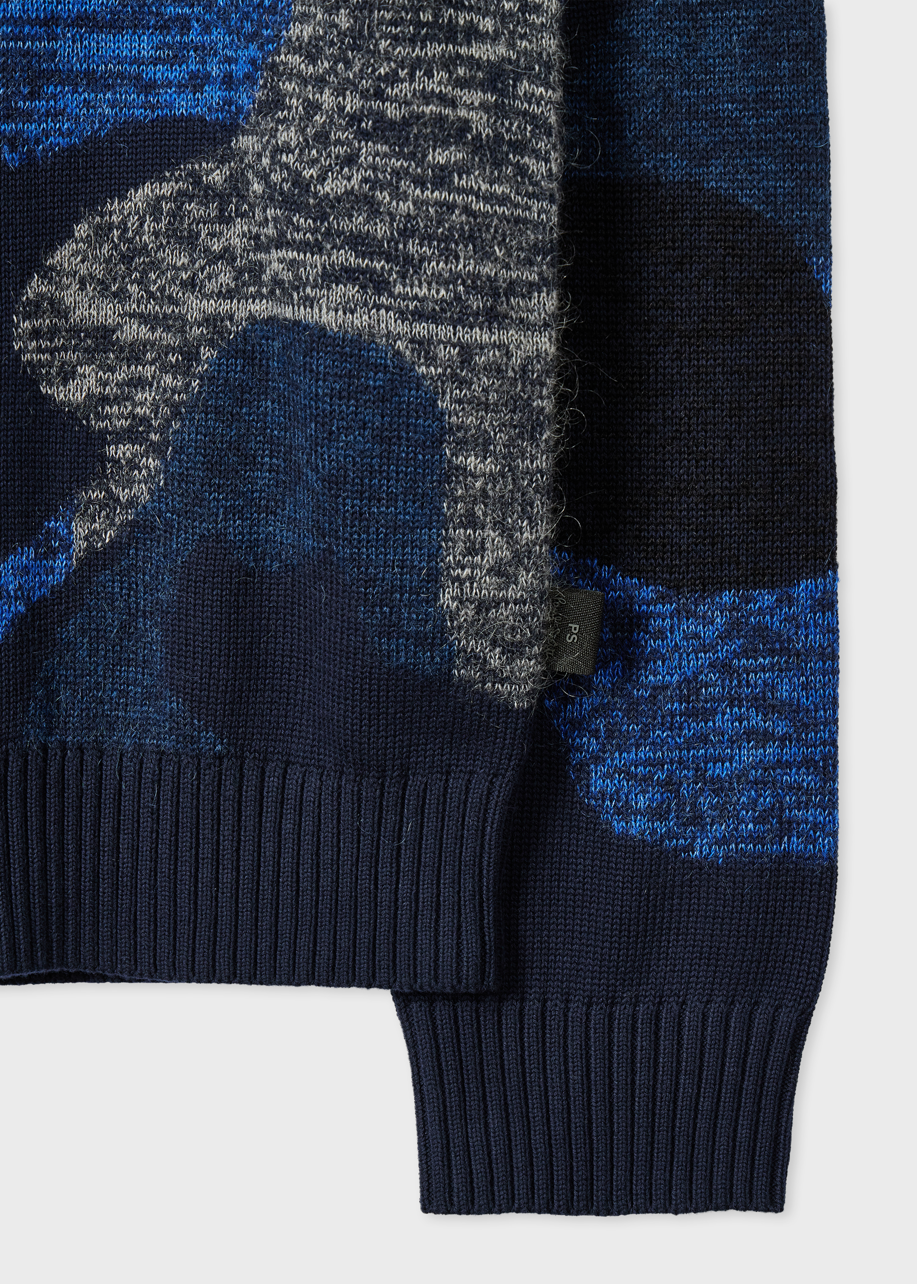 Navy Cotton-Mohair Floral Sweater