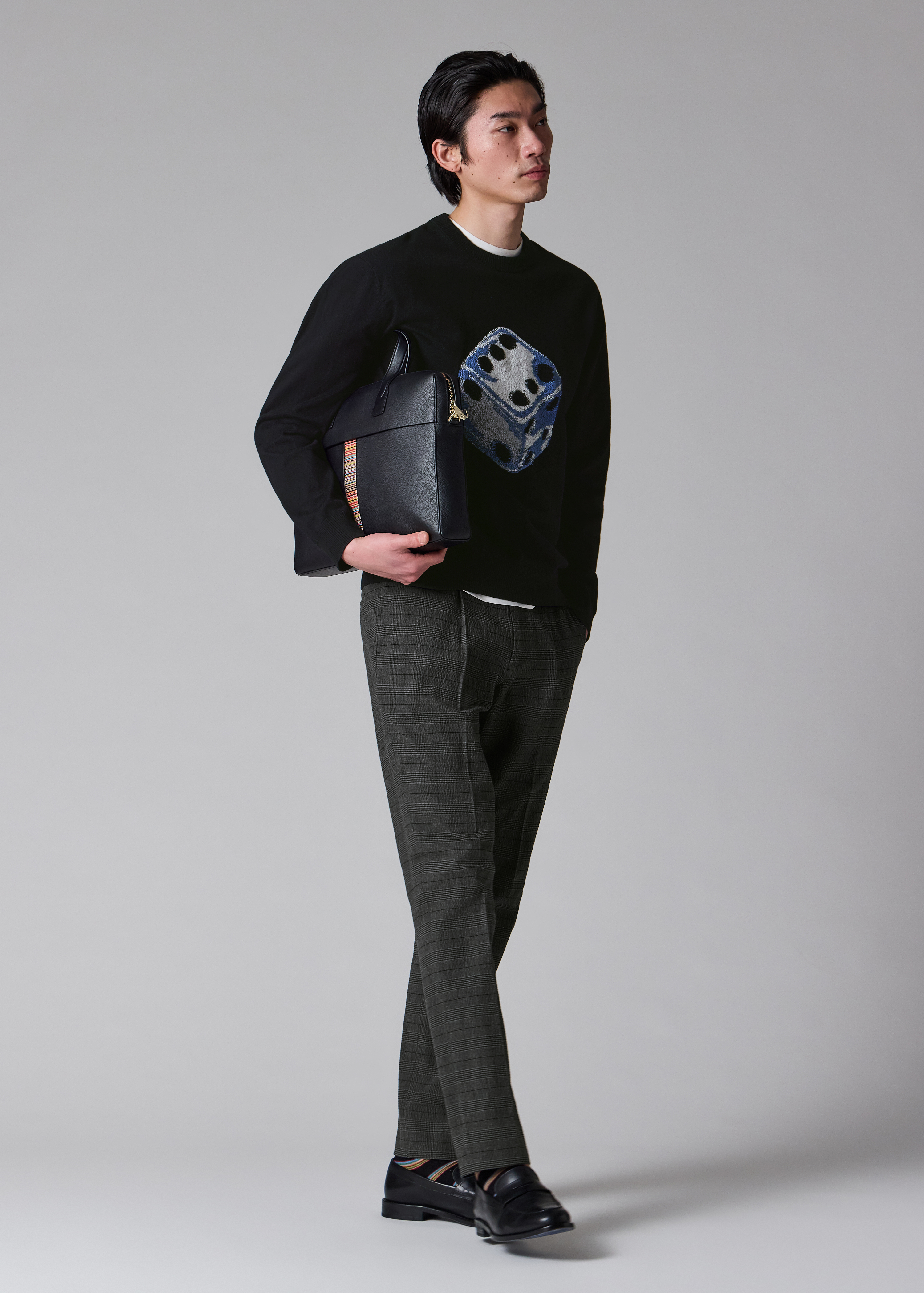 Black 'Dice' Merino Wool-Blend Knitted Sweater