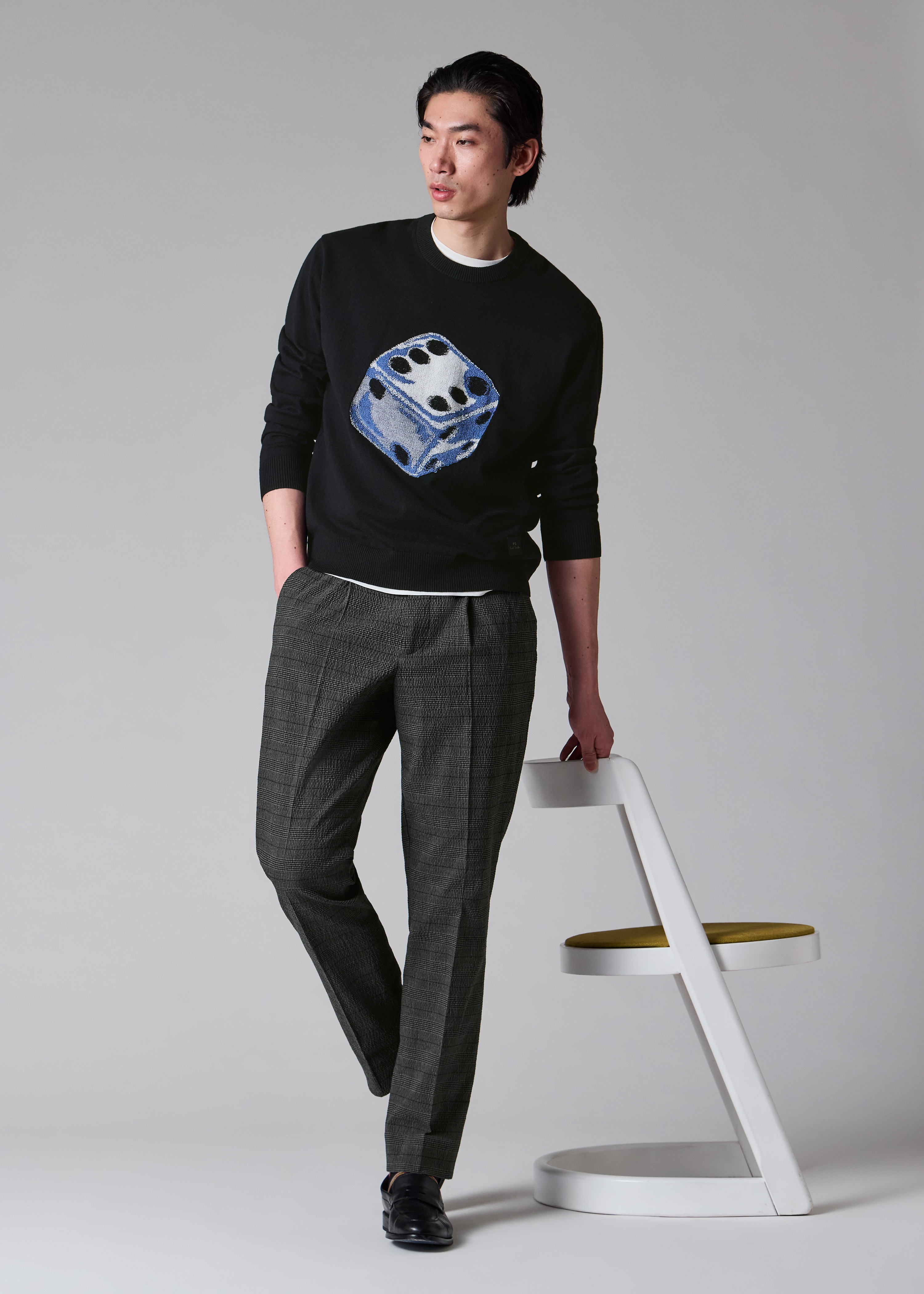 Black 'Dice' Merino Wool-Blend Knitted Sweater