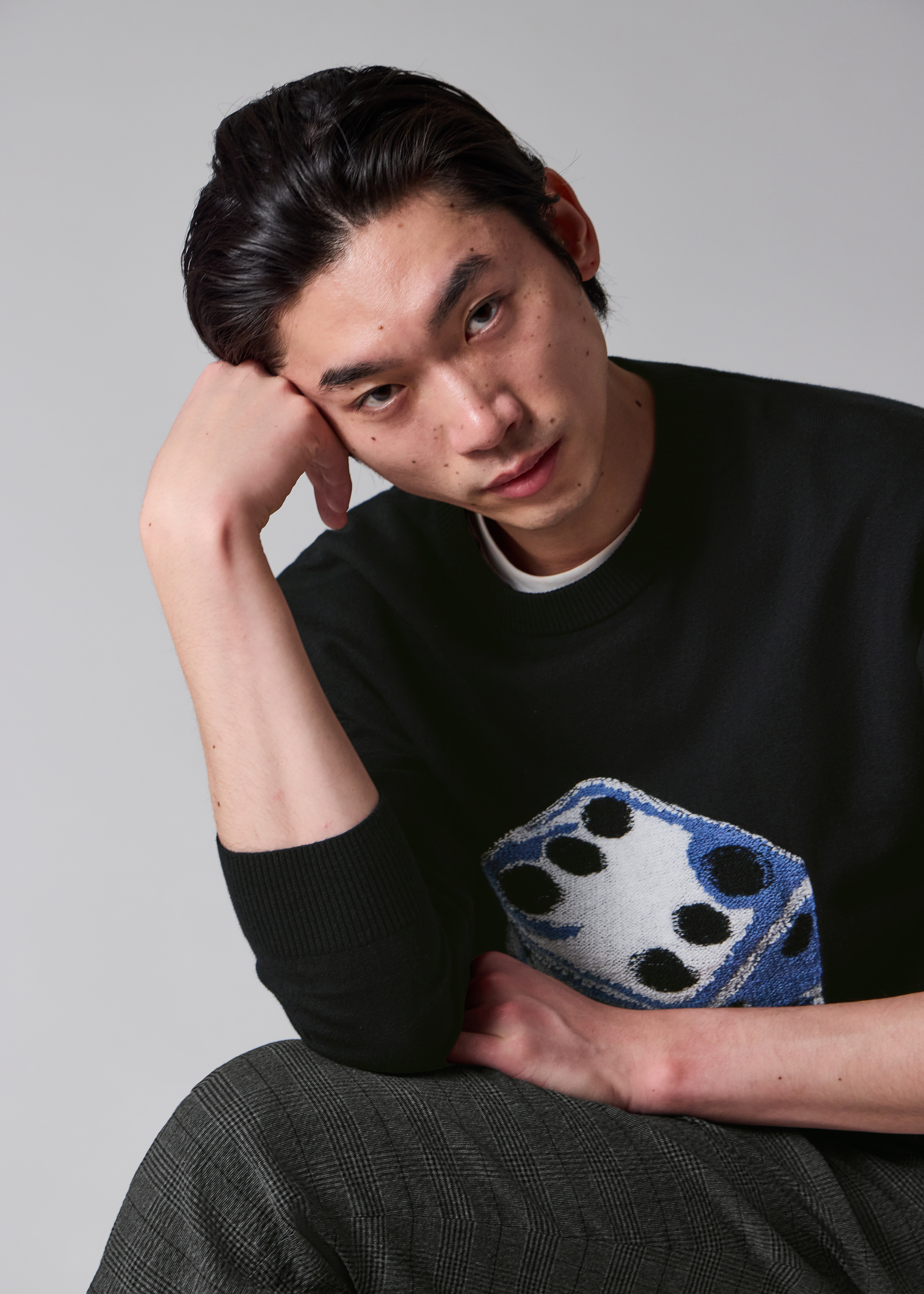 Black 'Dice' Merino Wool-Blend Knitted Sweater