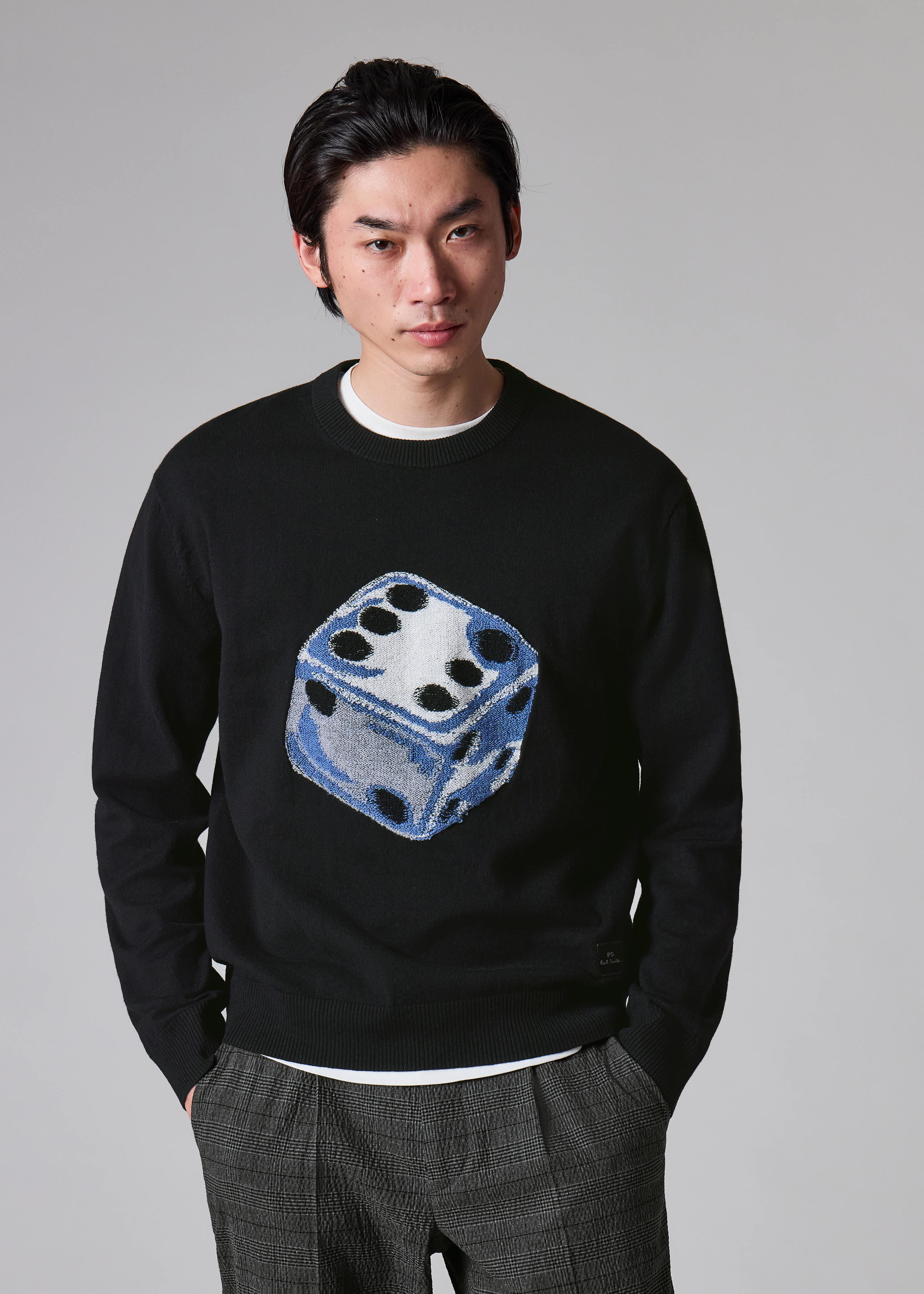 Black 'Dice' Merino Wool-Blend Knitted Sweater