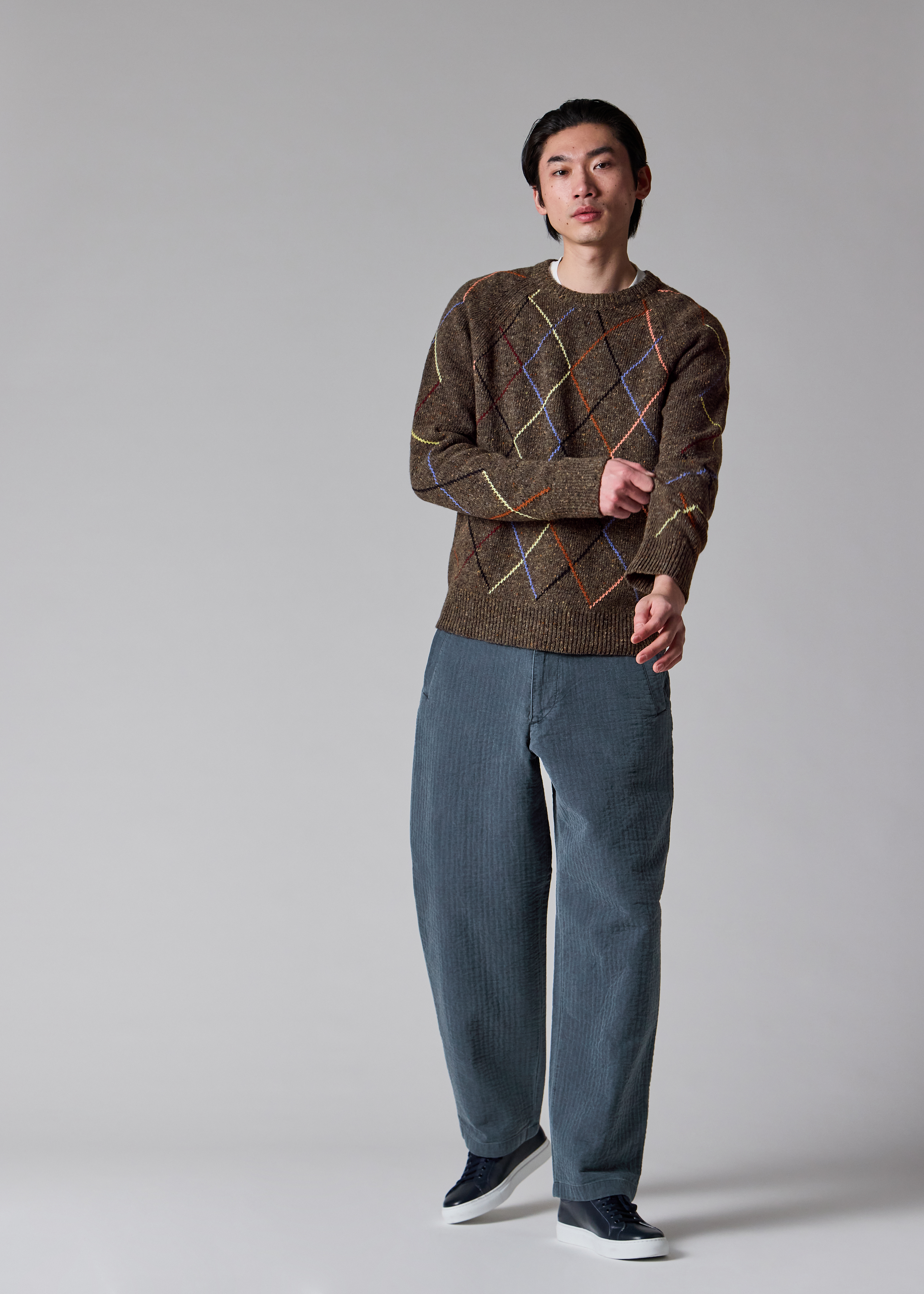 Washed Indigo Self-Quilted Cotton Trousers
