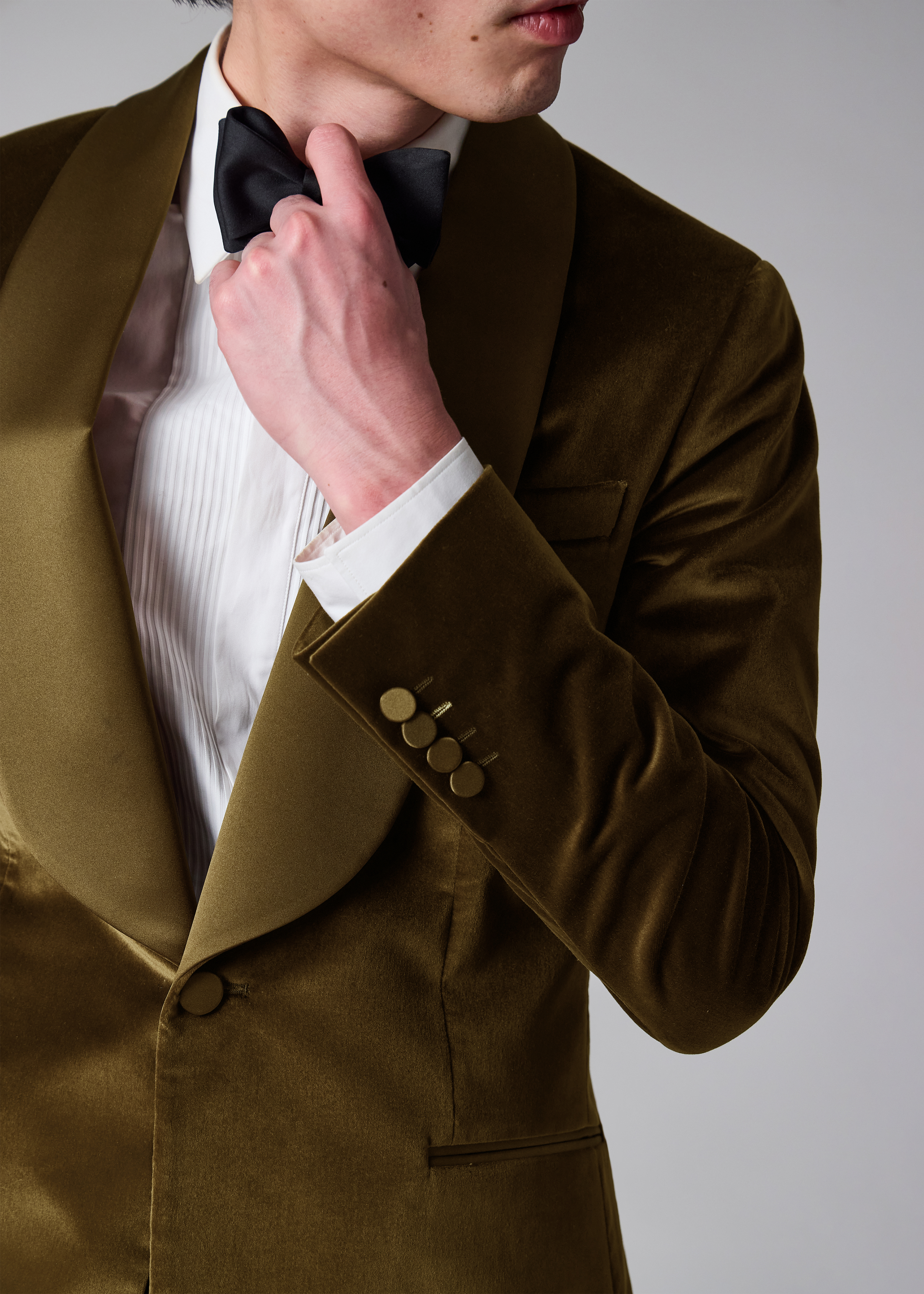 The Soho - Tailored-Fit Khaki Green Velvet Evening Blazer
