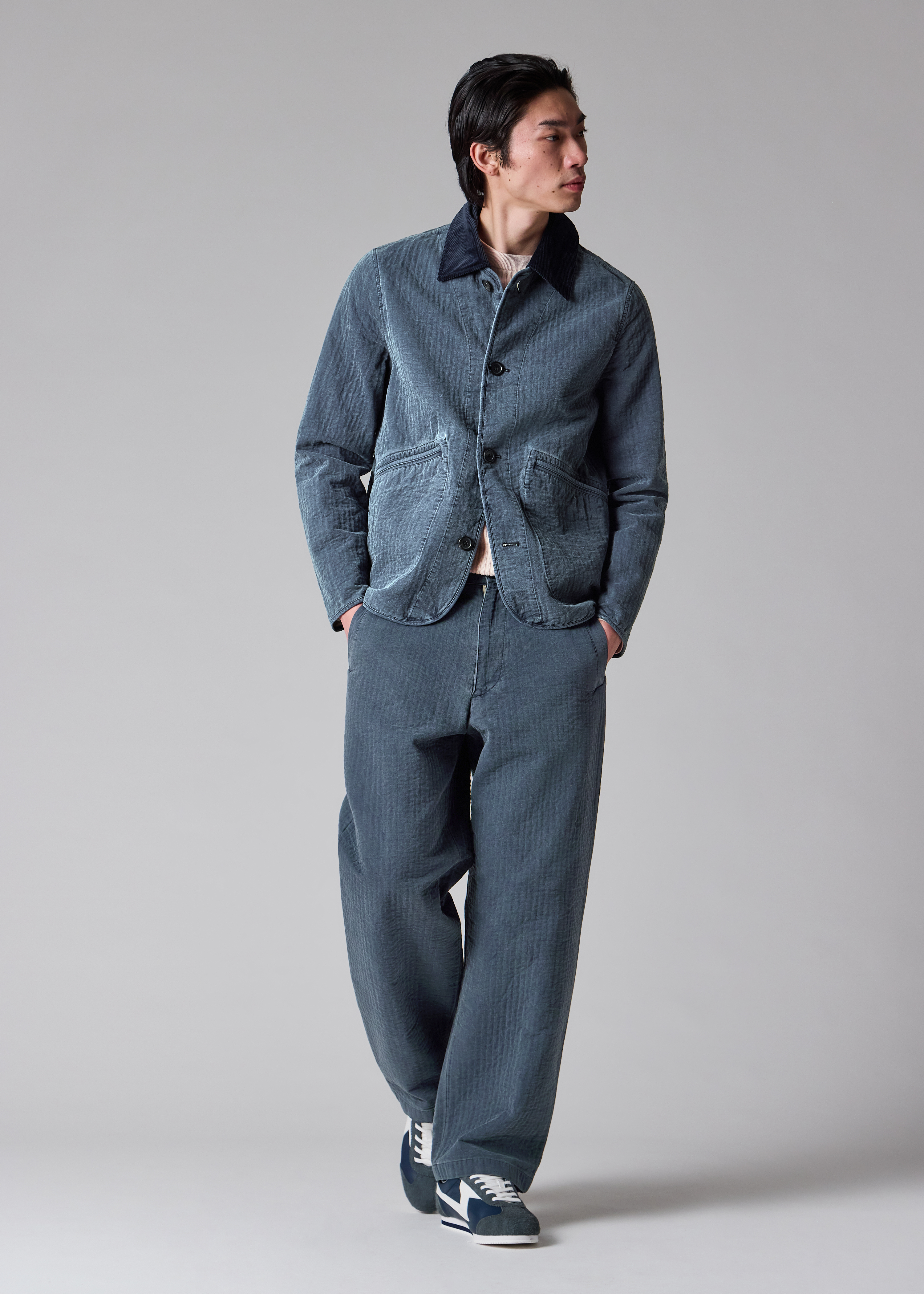 Washed Indigo Self-Quilted Cotton Jacket