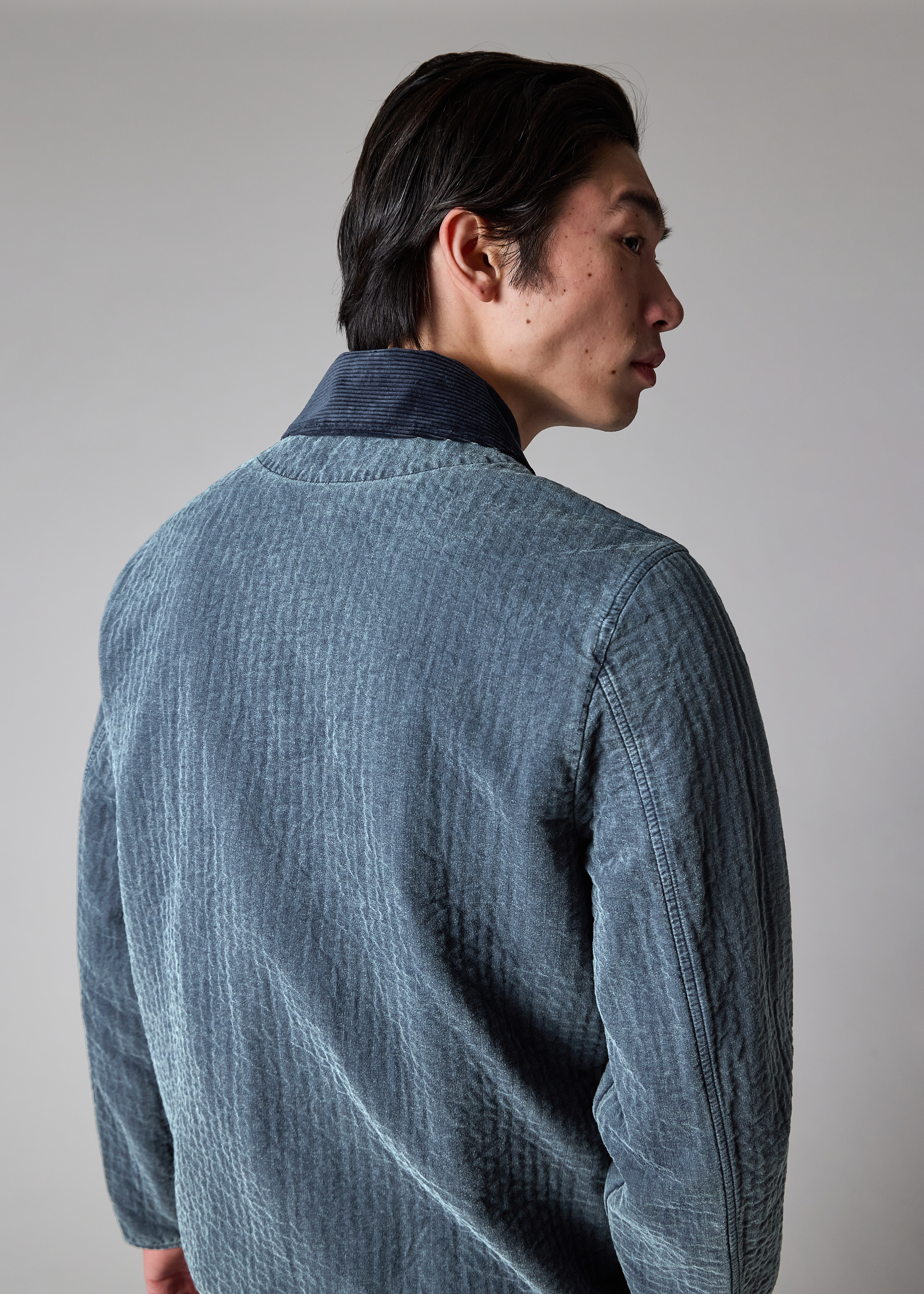 Washed Indigo Self-Quilted Cotton Jacket