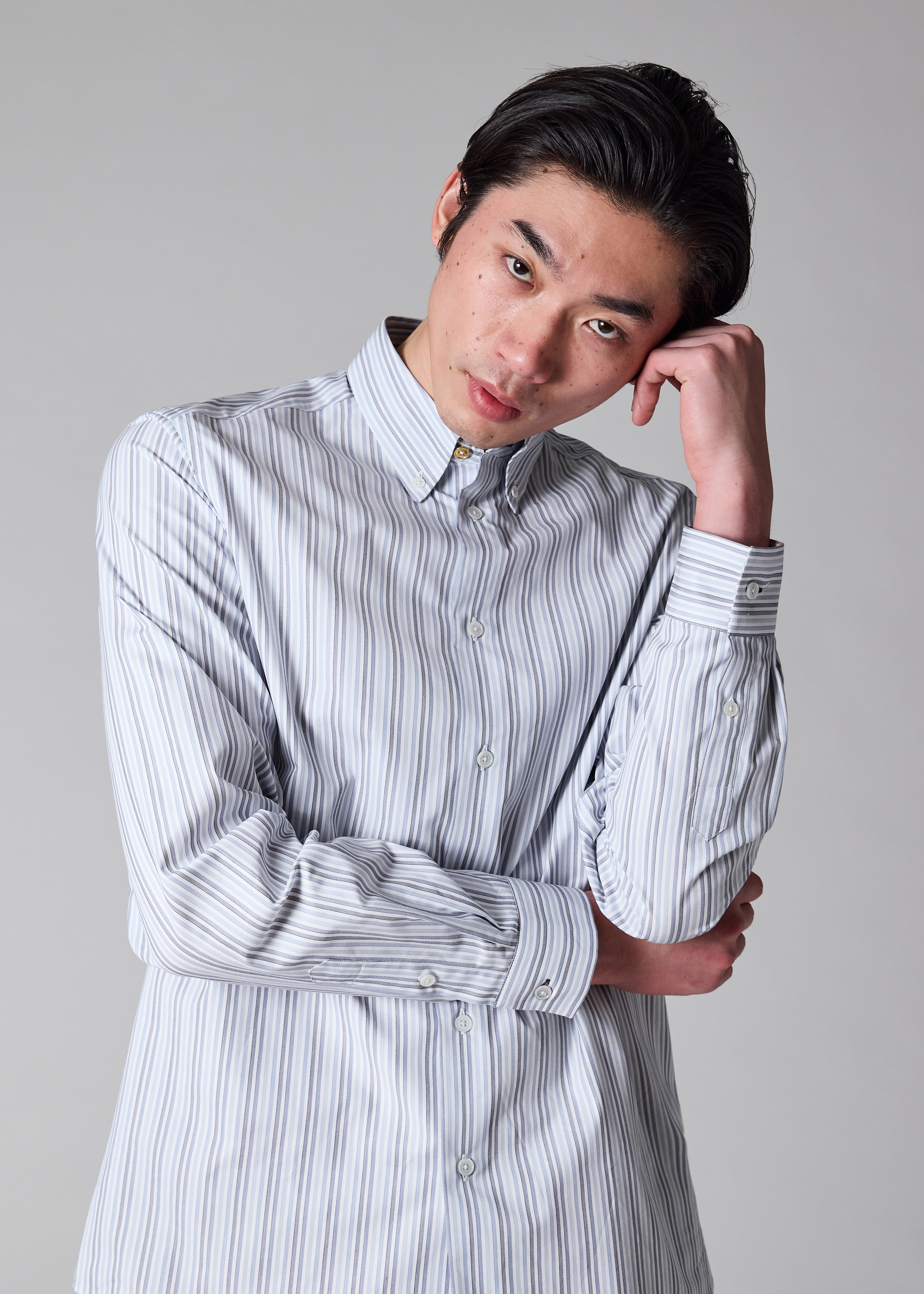 Classic-Fit Blue Stripe Cotton Button-Down Shirt