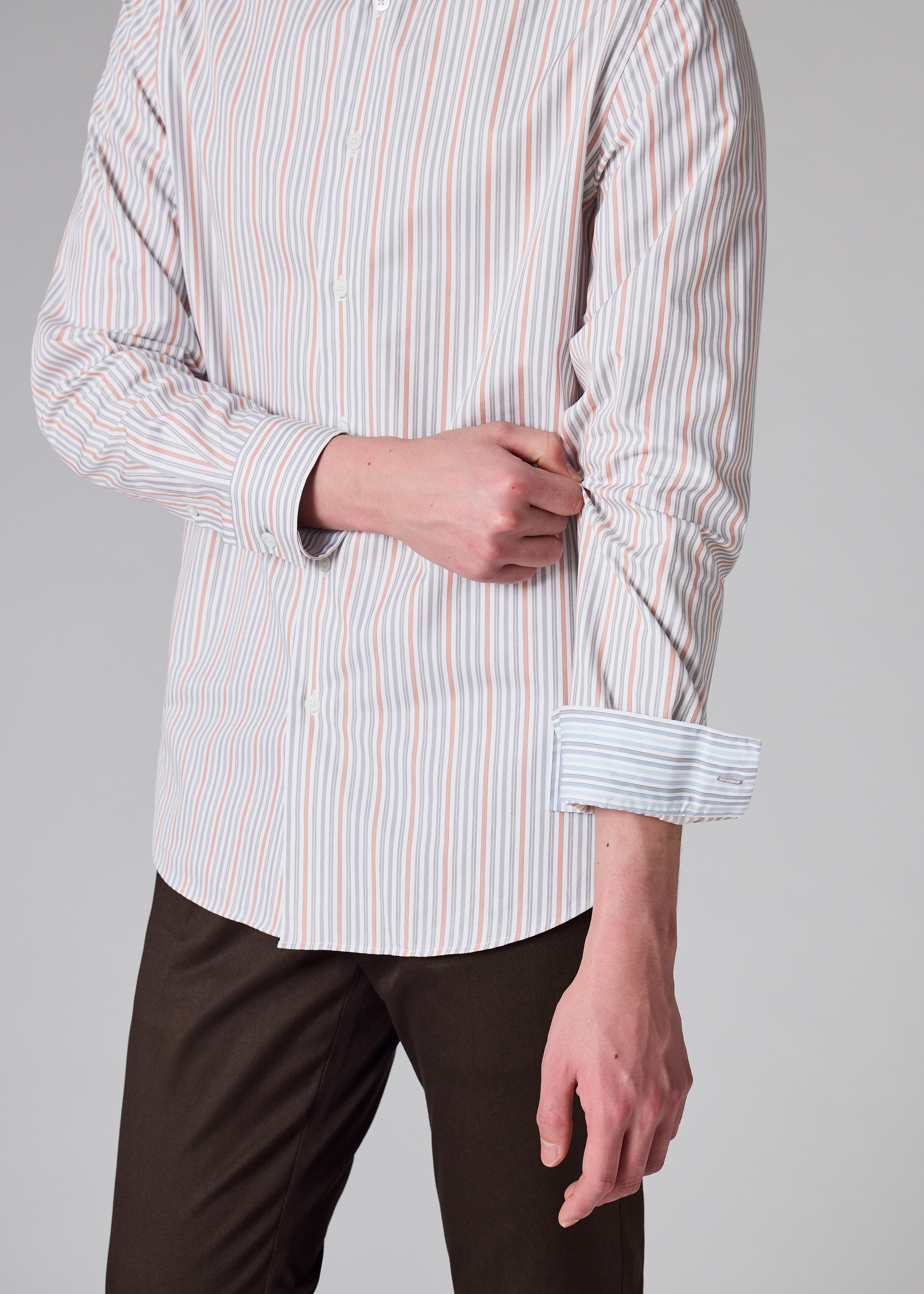 Classic-Fit Light Red Stripe Cotton Button-Down Shirt