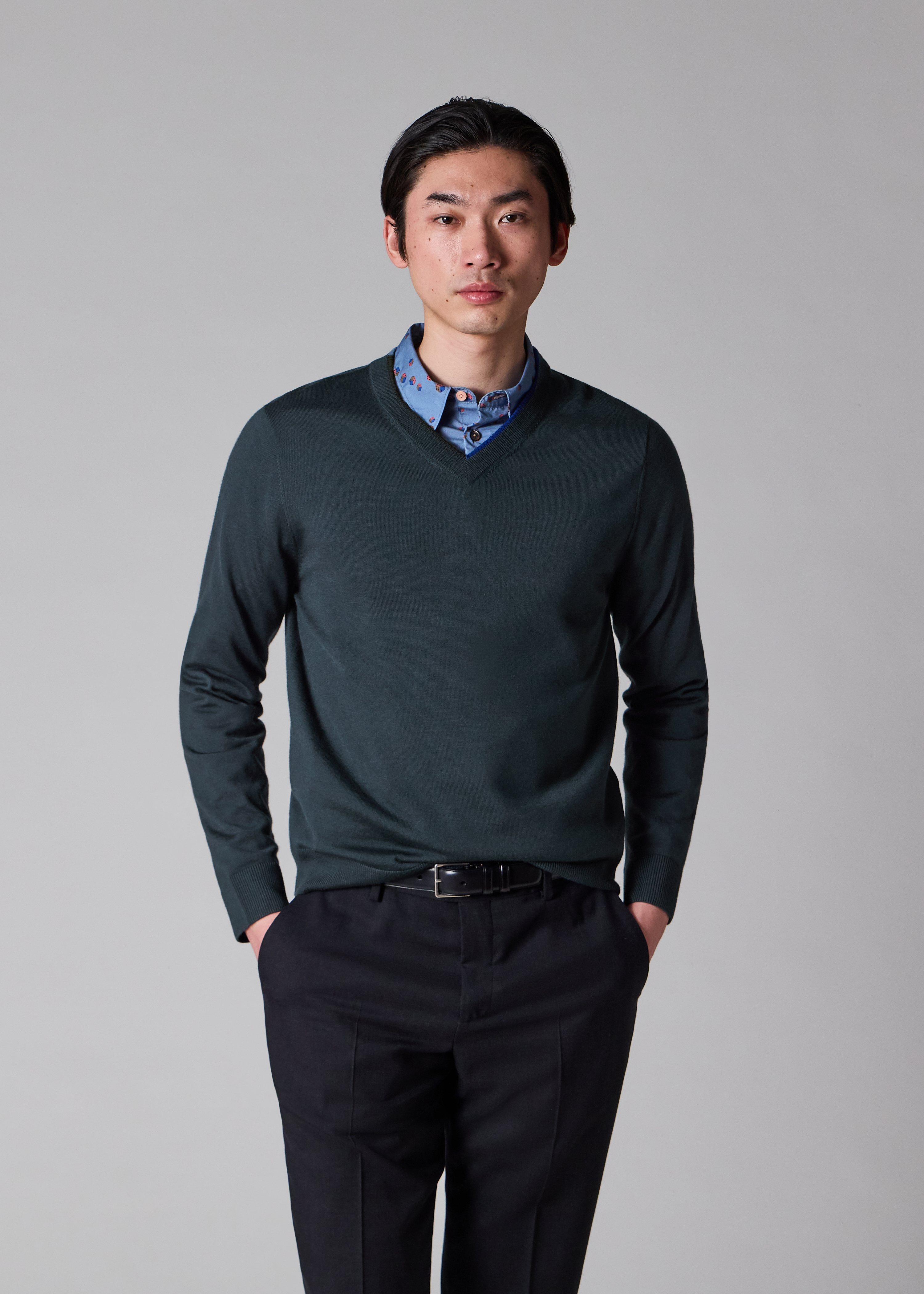 Dark Grey Merino V-Neck Sweater