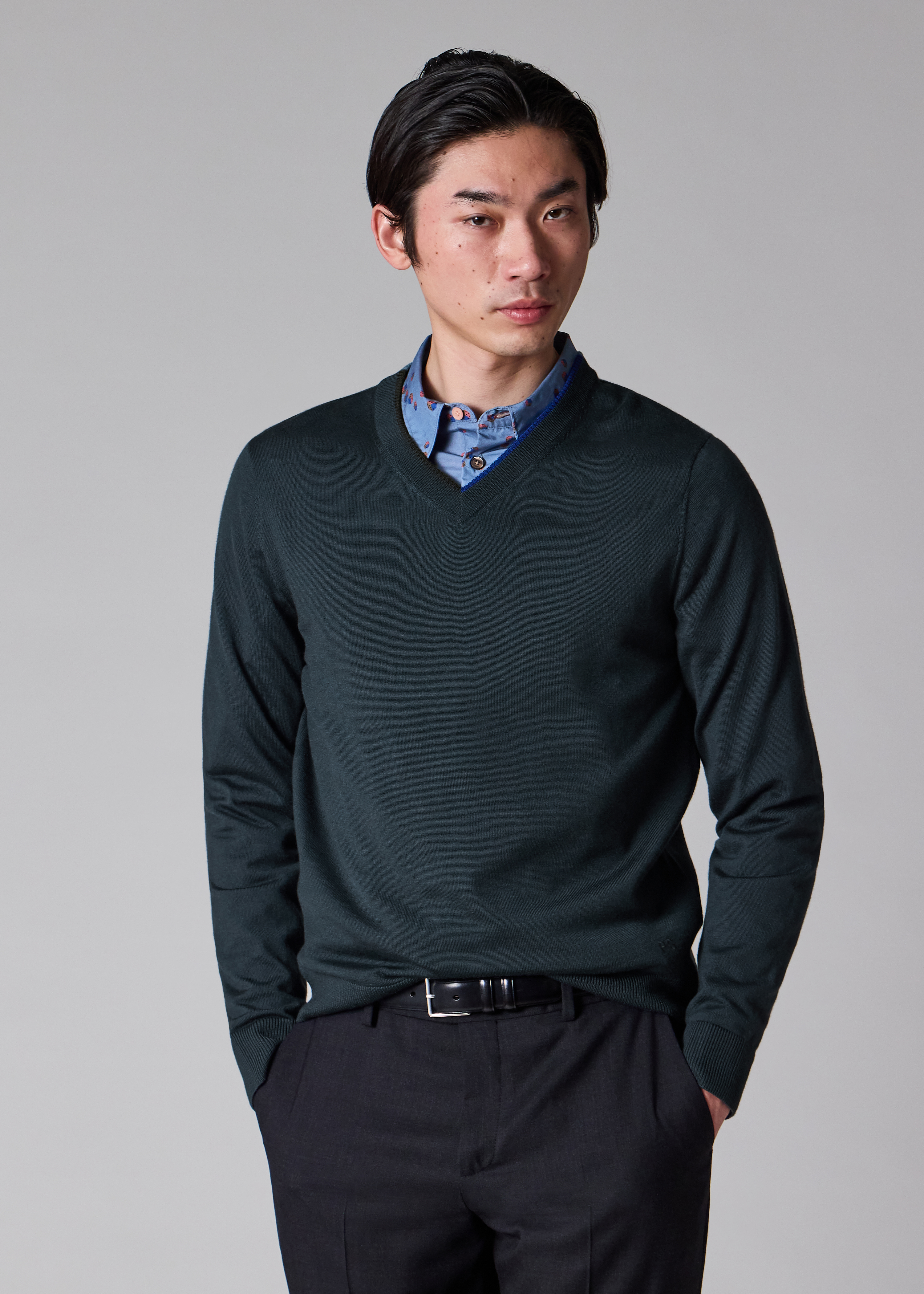 Dark Grey Merino V-Neck Sweater