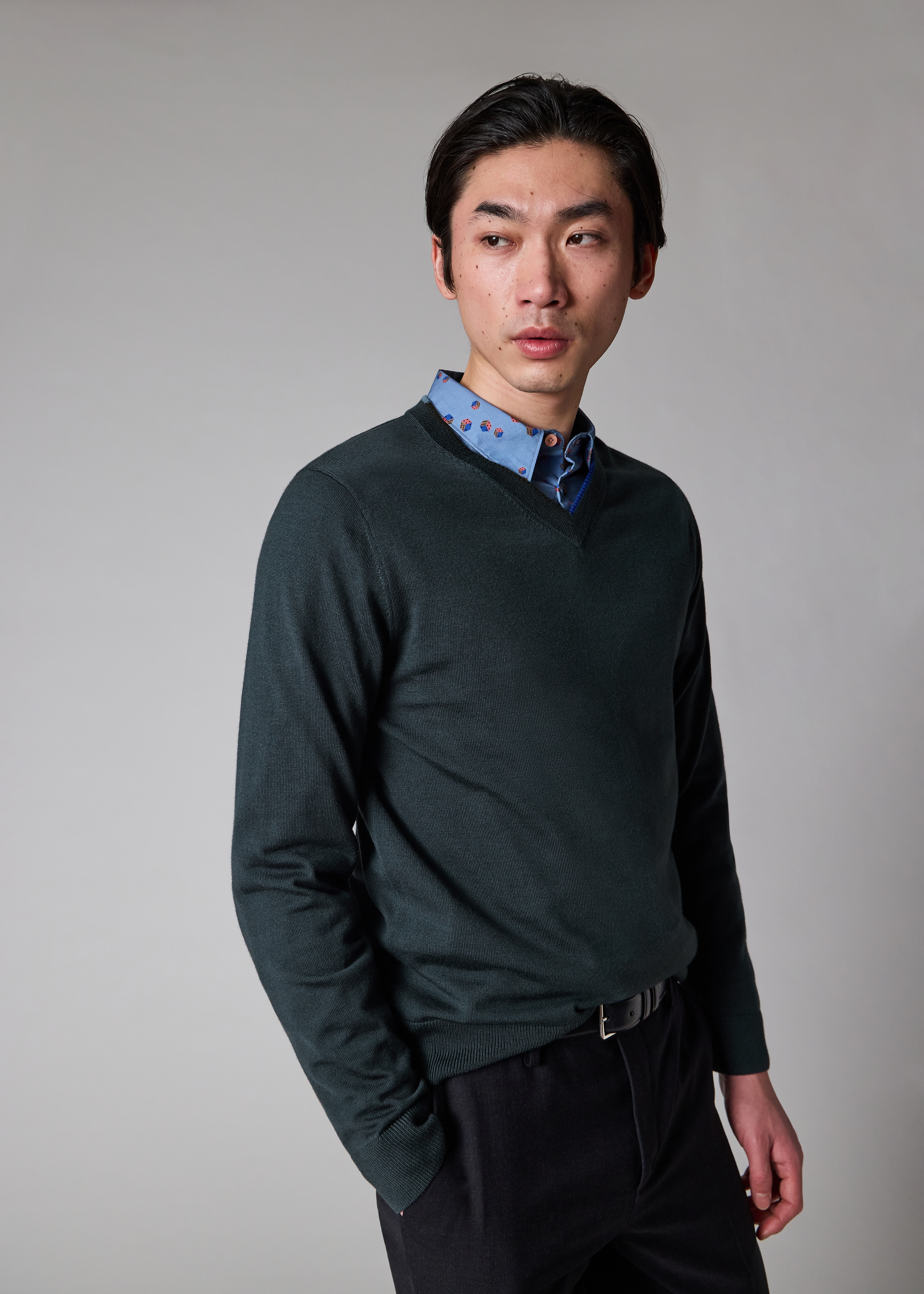 Dark Grey Merino V-Neck Sweater