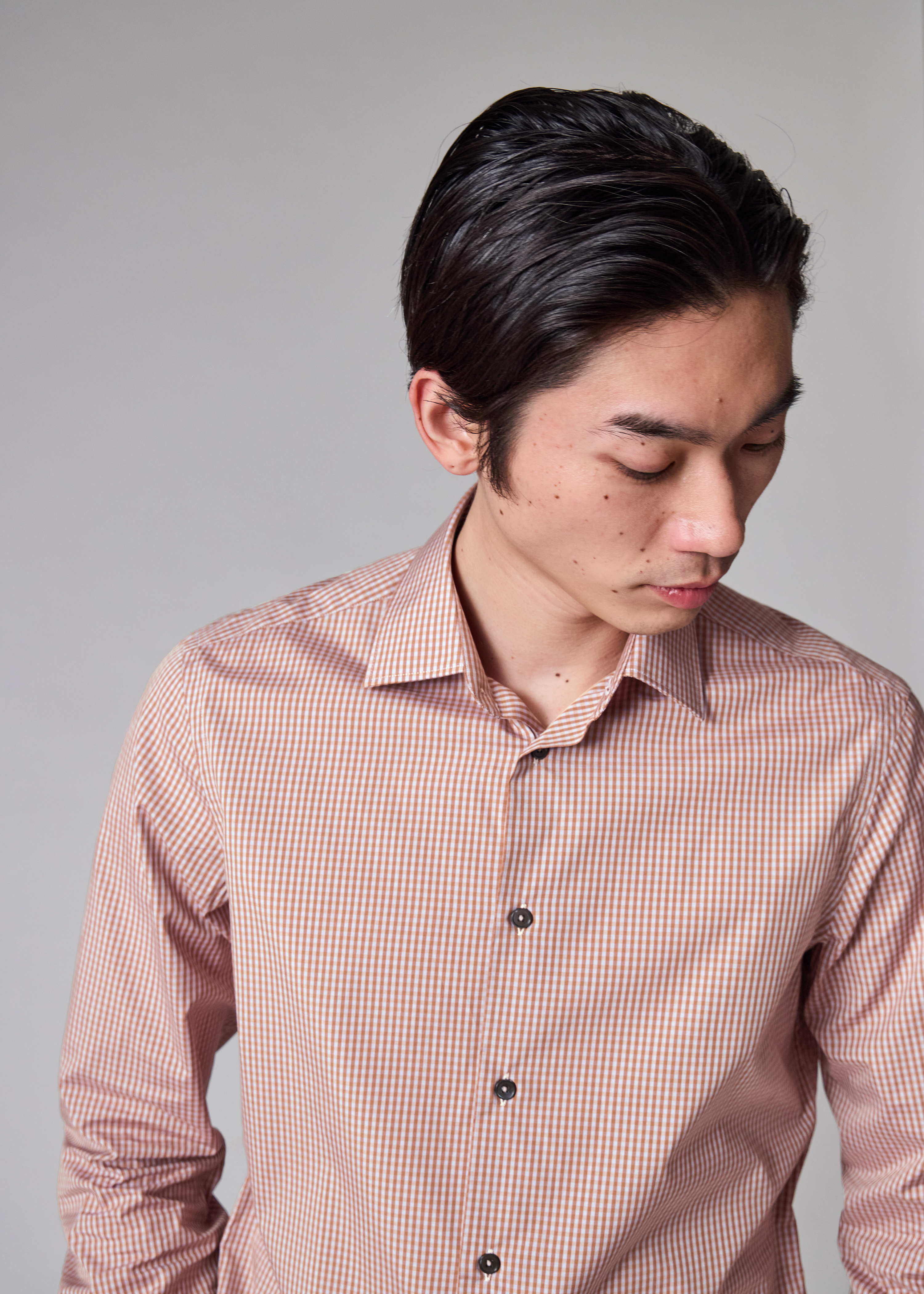 Tailored-Fit Rust Gingham Shirt