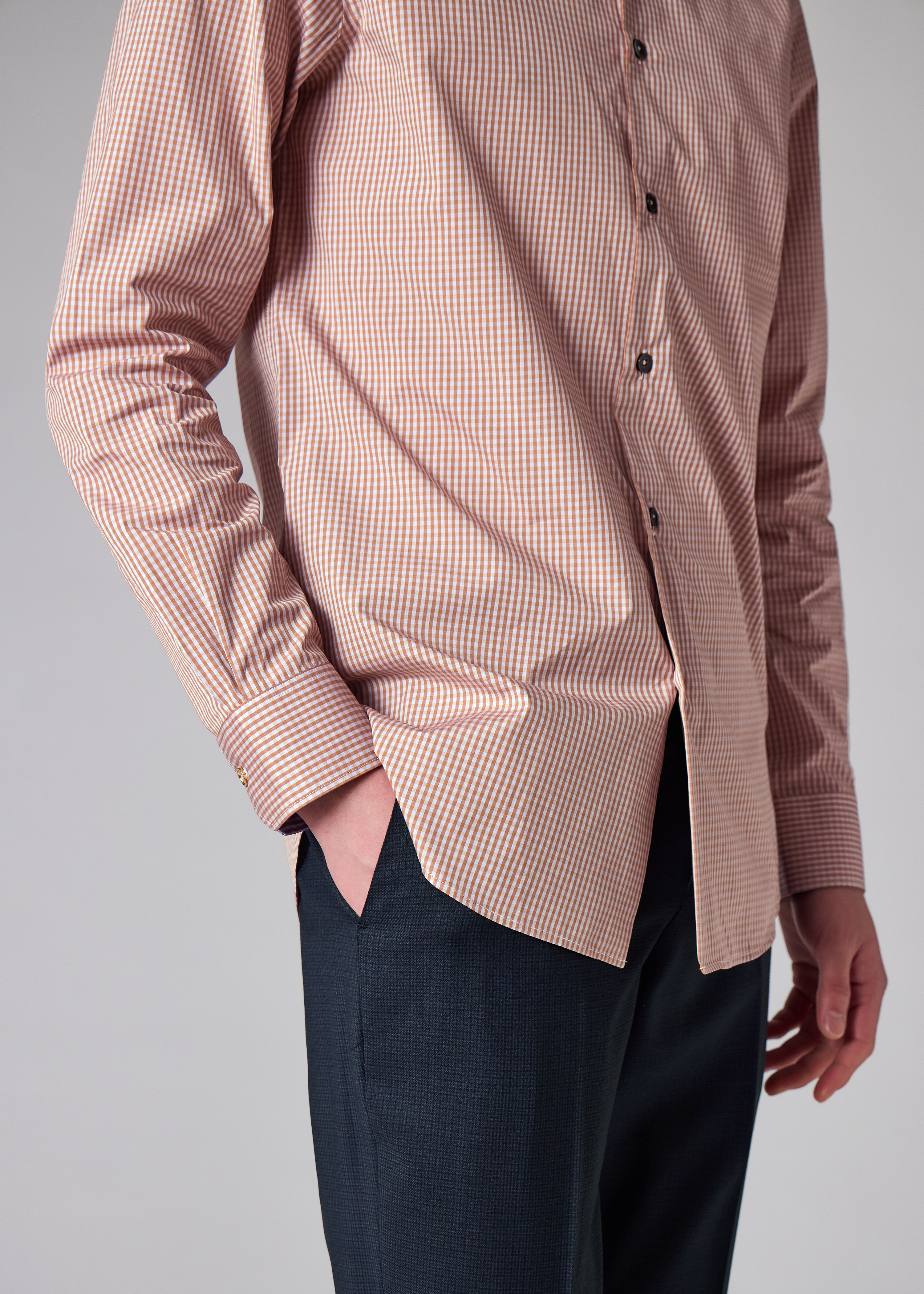 Tailored-Fit Rust Gingham Shirt
