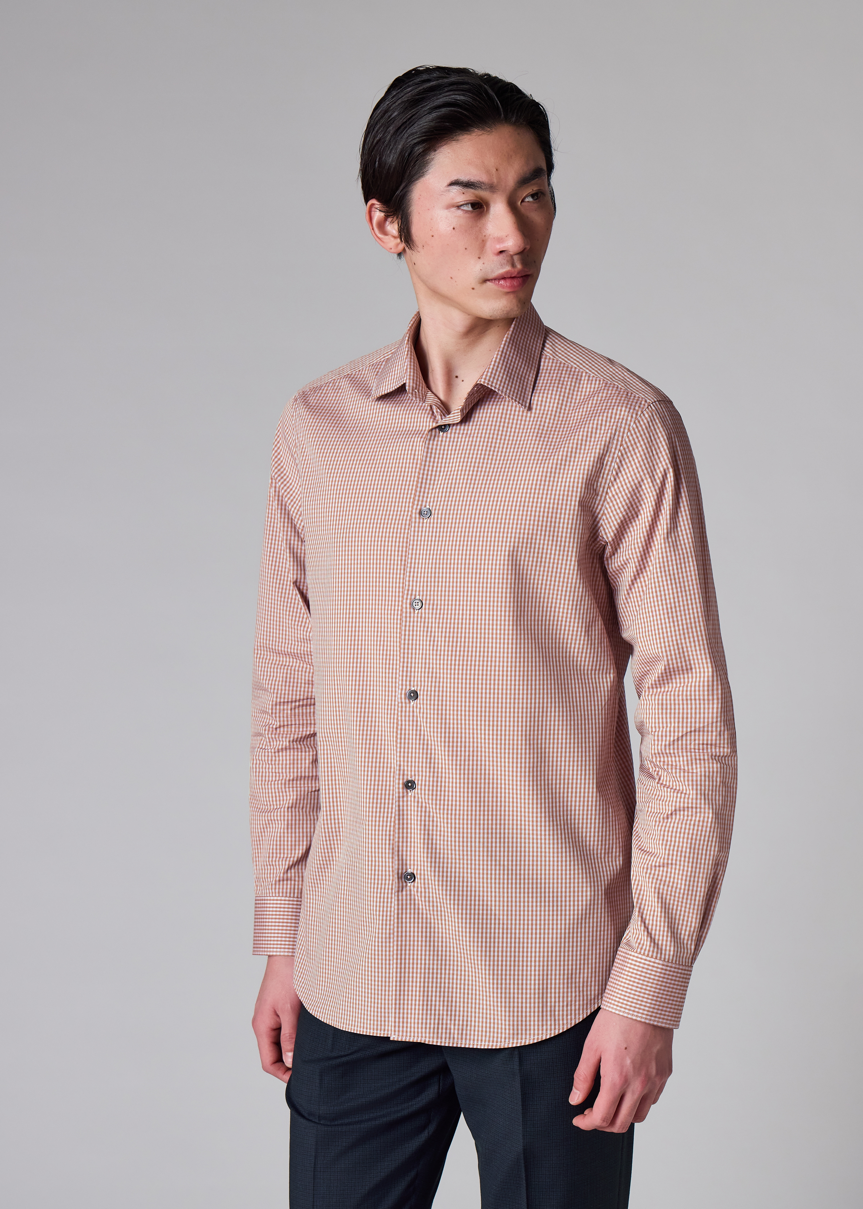 Tailored-Fit Rust Gingham Shirt