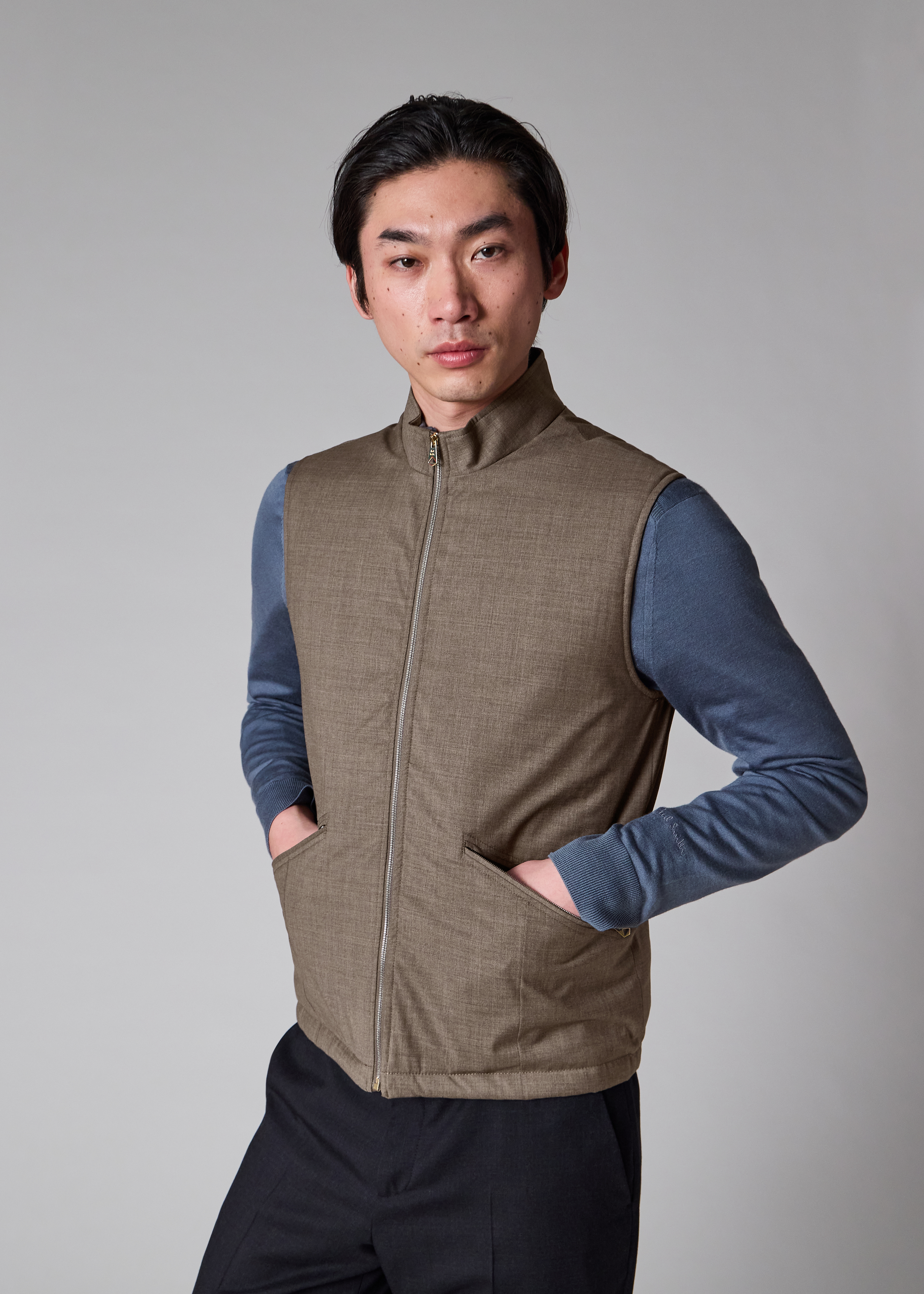 Brown Melange 'Storm System' Wool Gilet