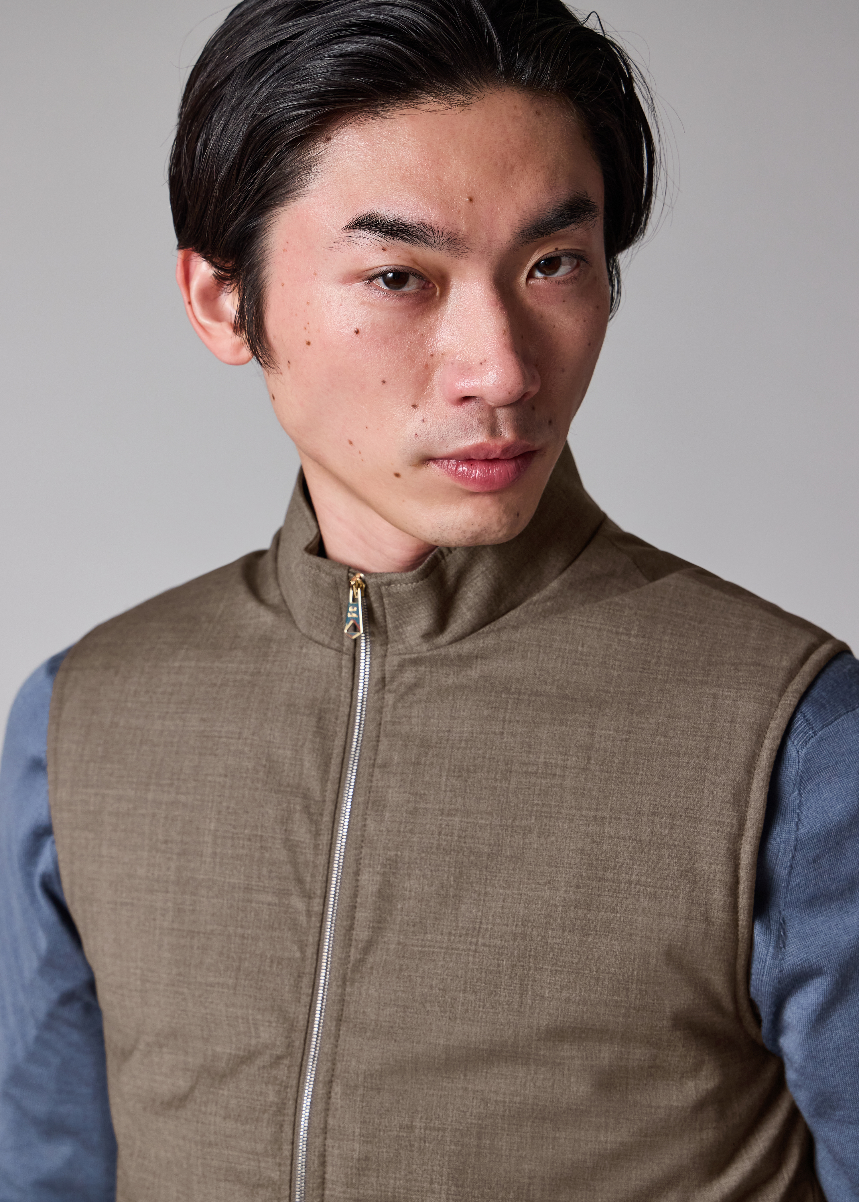 Brown Melange 'Storm System' Wool Gilet