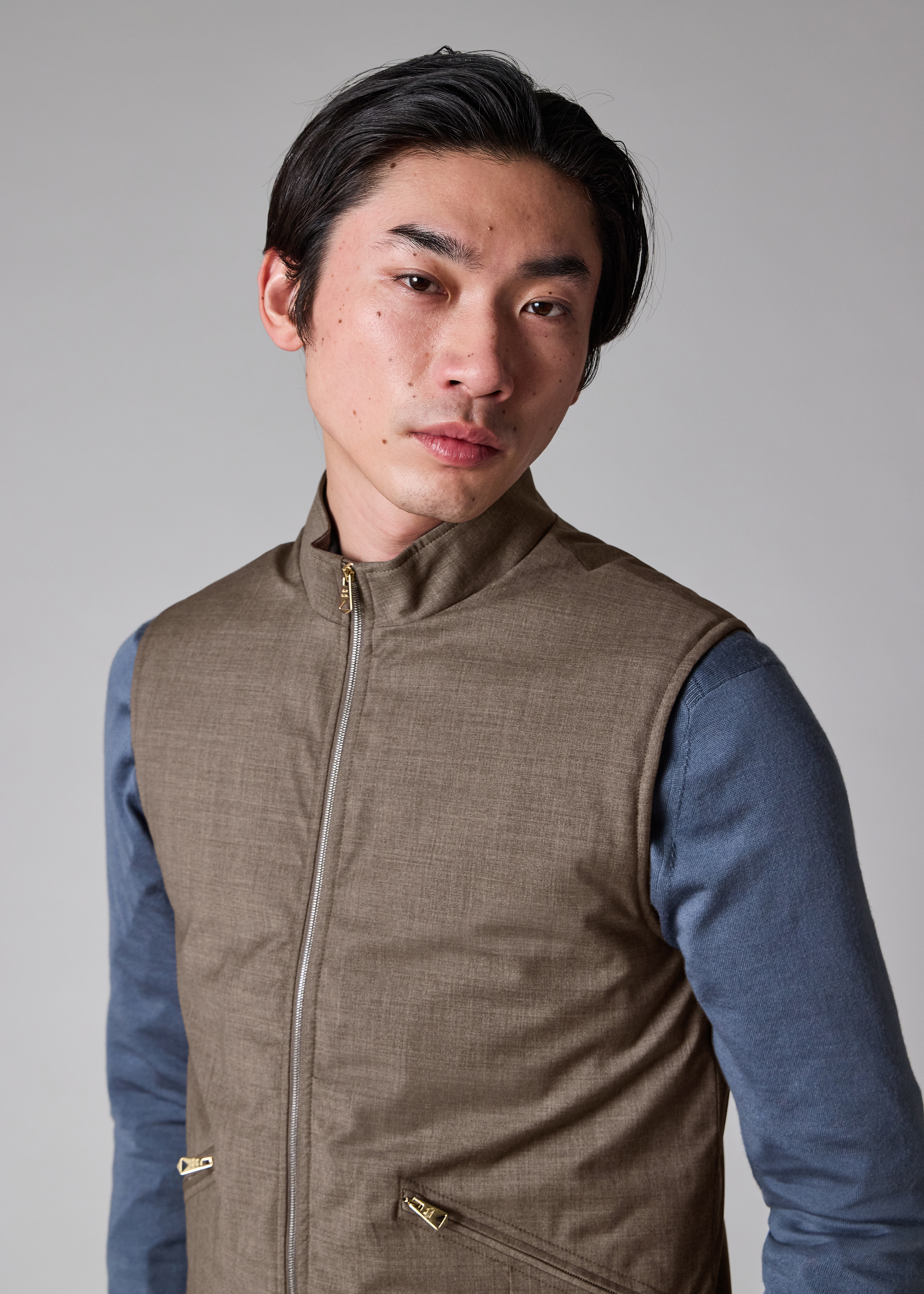 Brown Melange 'Storm System' Wool Gilet