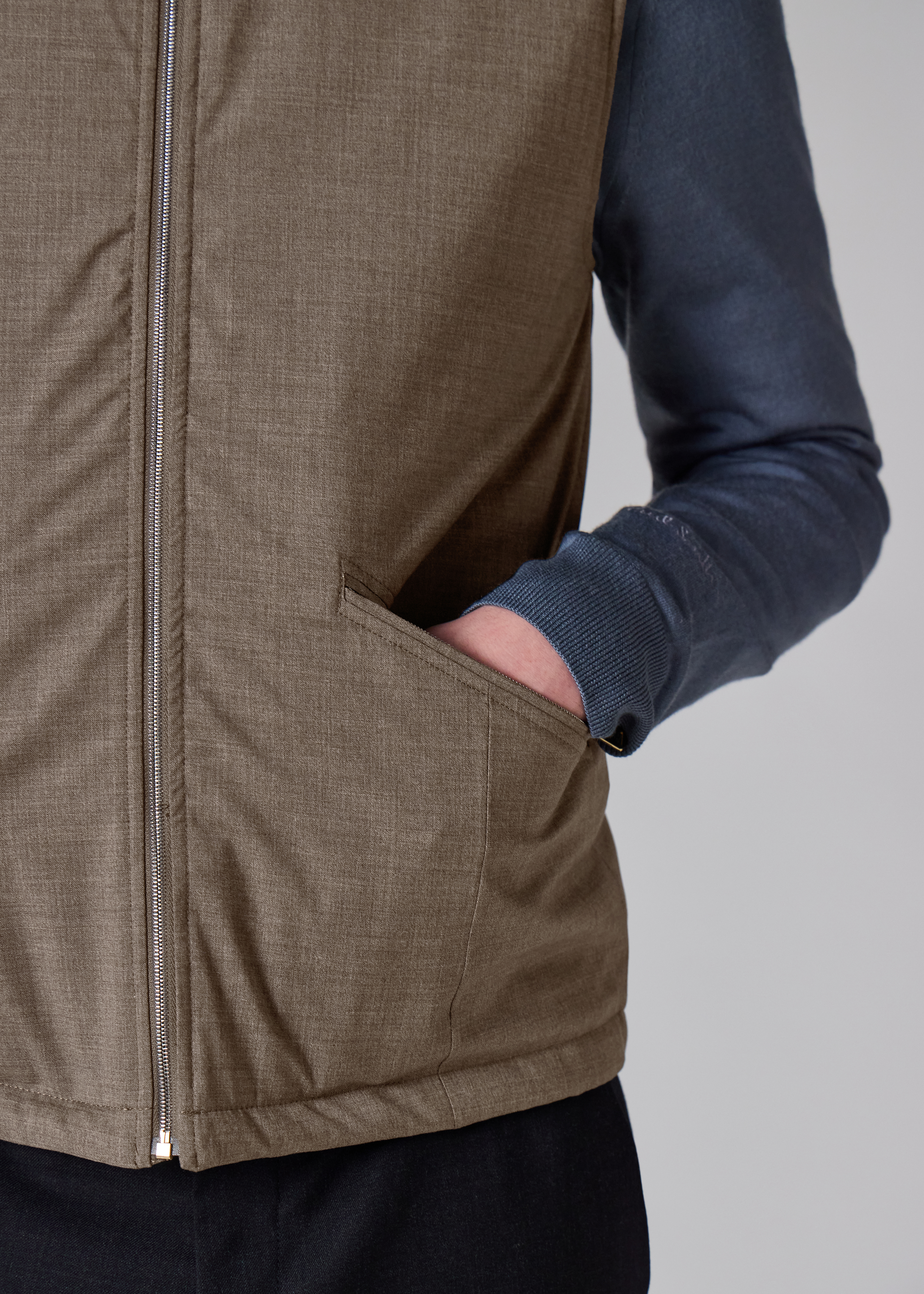 Brown Melange 'Storm System' Wool Gilet