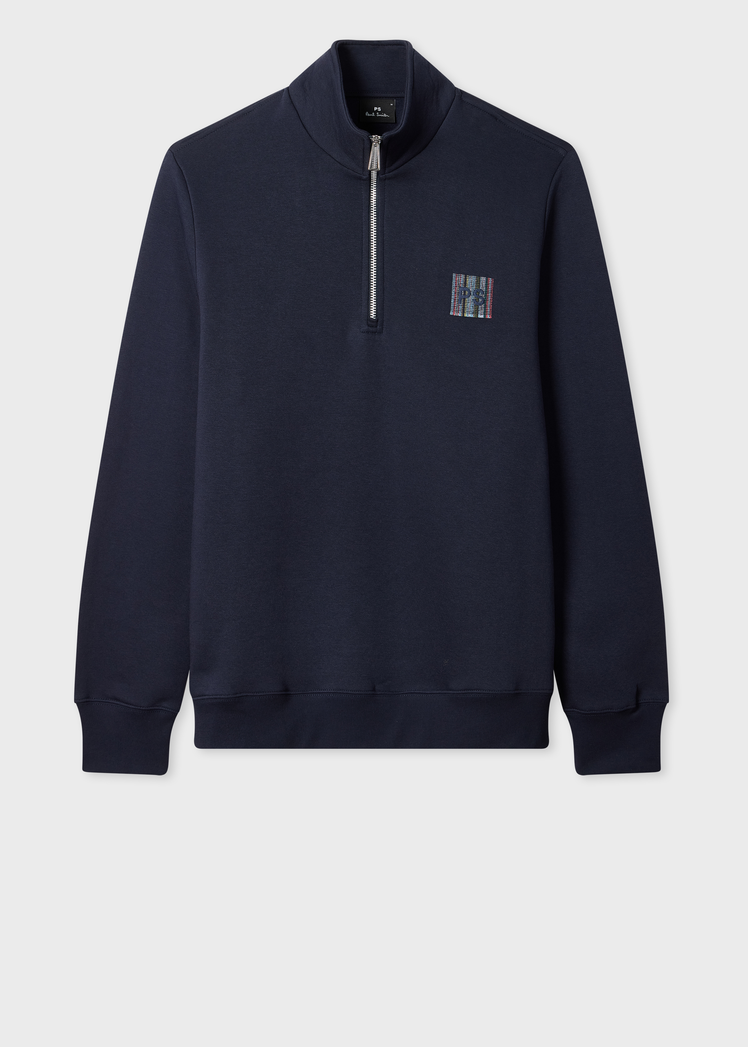 Navy 'Stitch Stripe' Zip Funnel Neck Sweatshirt