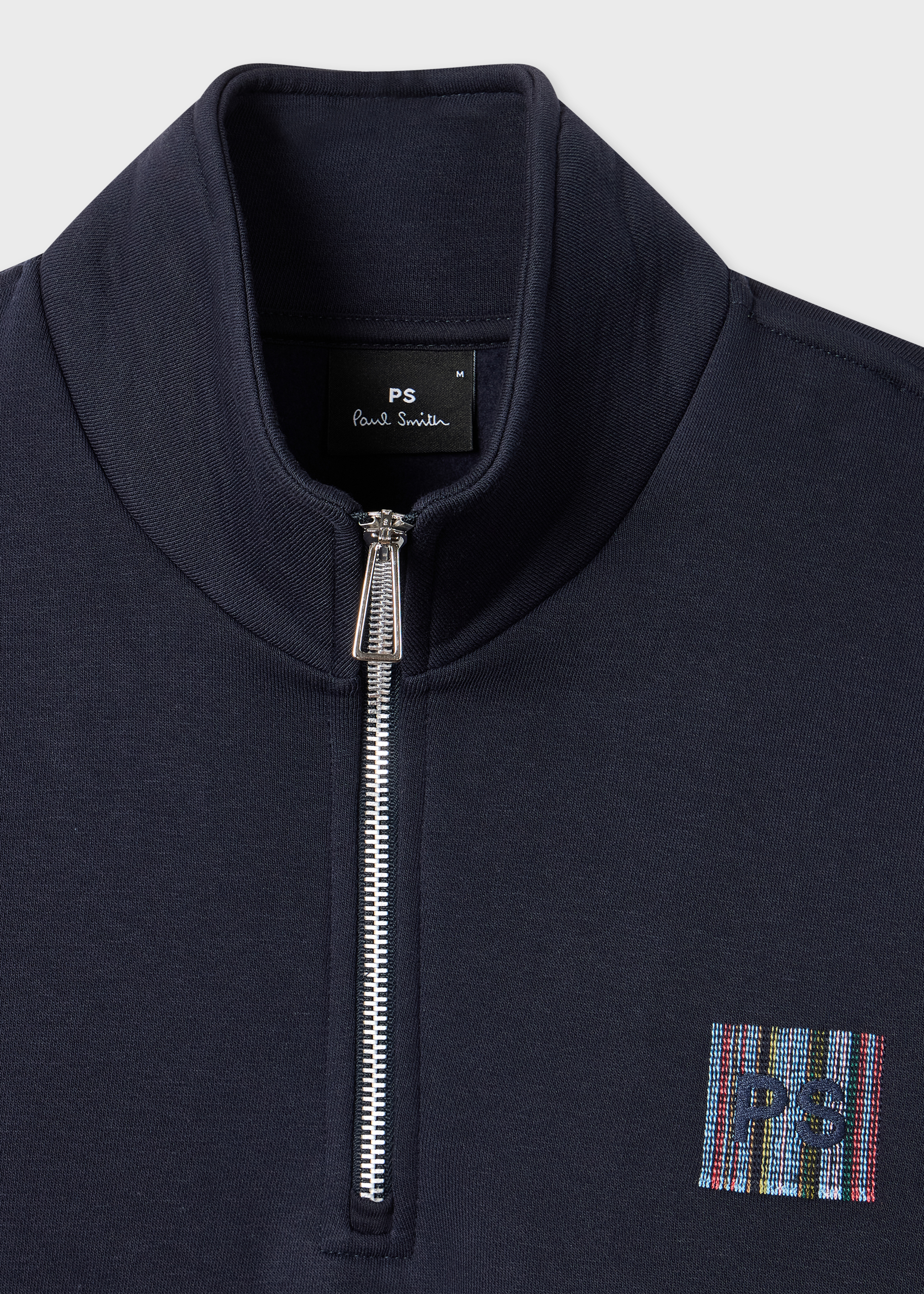 Navy 'Stitch Stripe' Zip Funnel Neck Sweatshirt