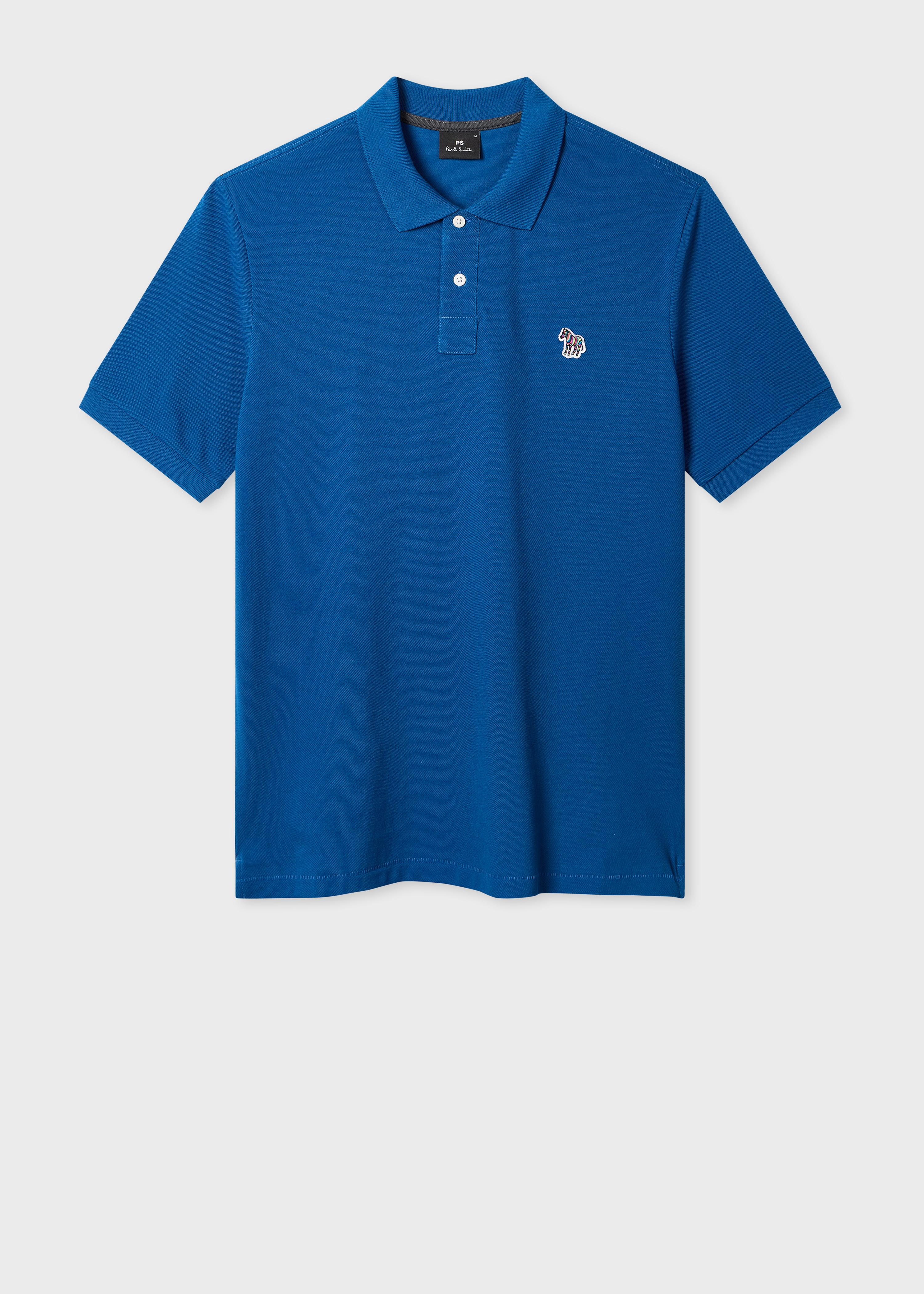 Mid Blue Organic Cotton Zebra Polo Shirt