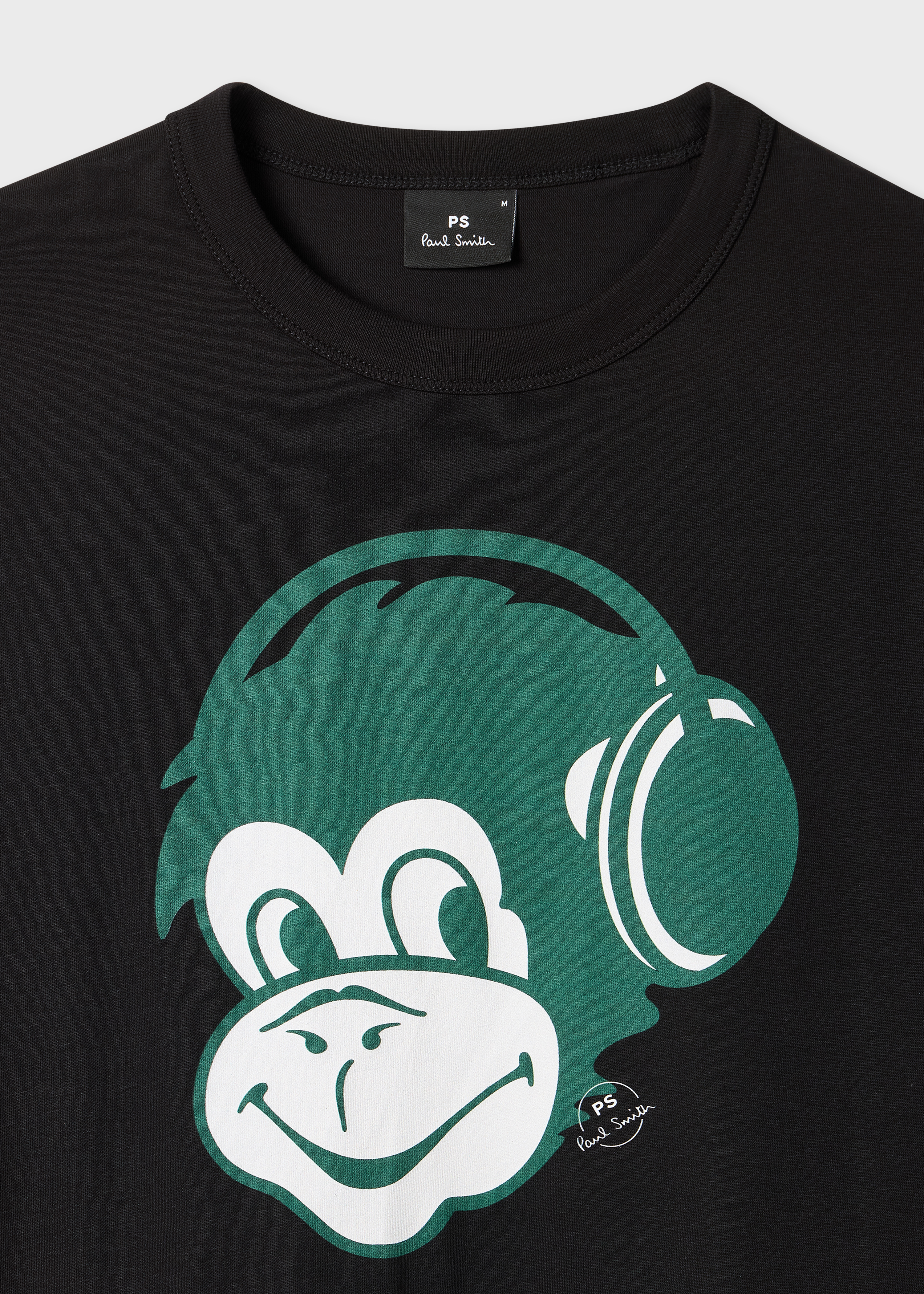 Black 'Monkey Headphones' Print T-Shirt