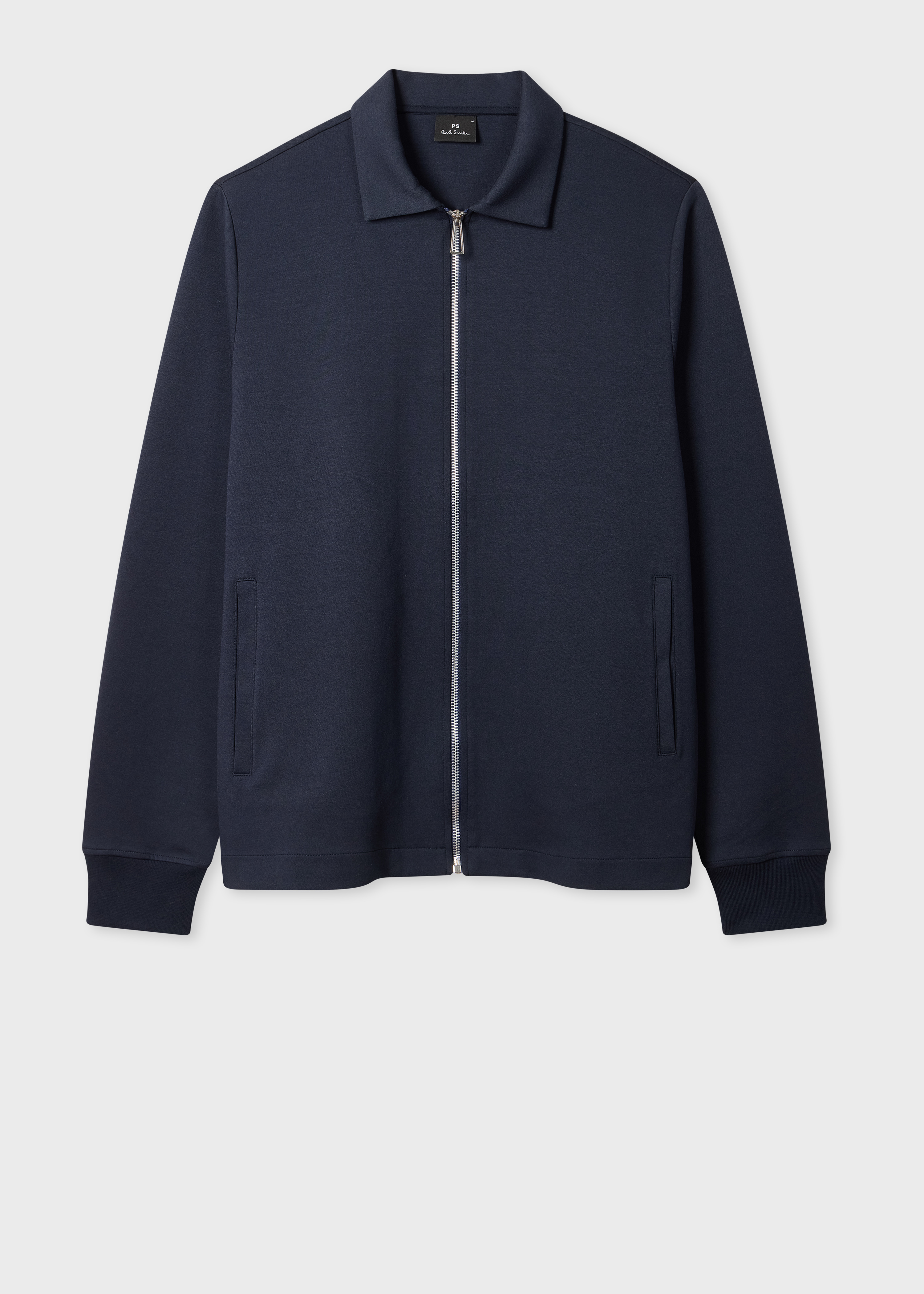 Navy Double-Face Jersey Zip-Front Sweatshirt