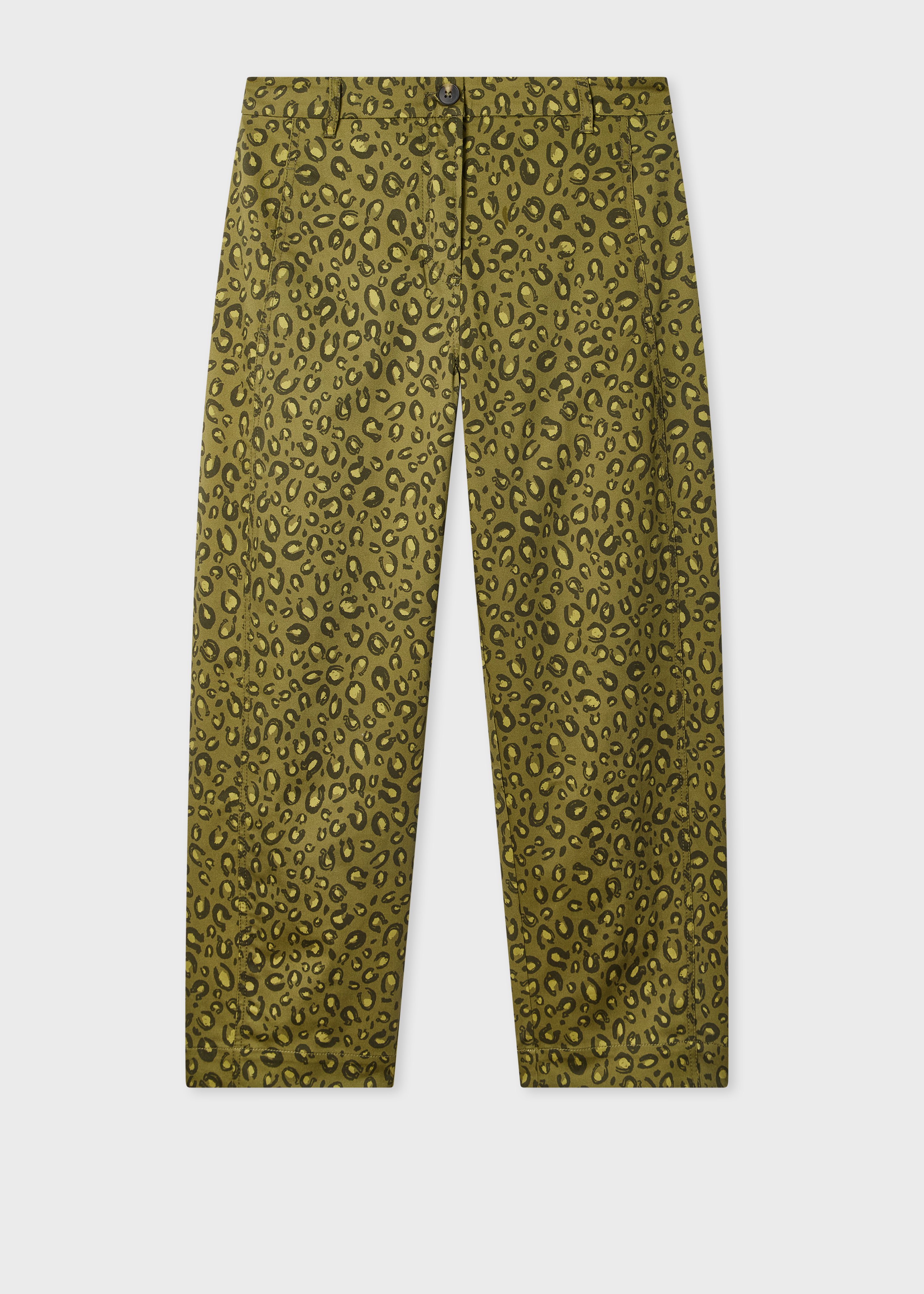 Women's Khaki 'Animal' Print Barrel-Leg Trousers
