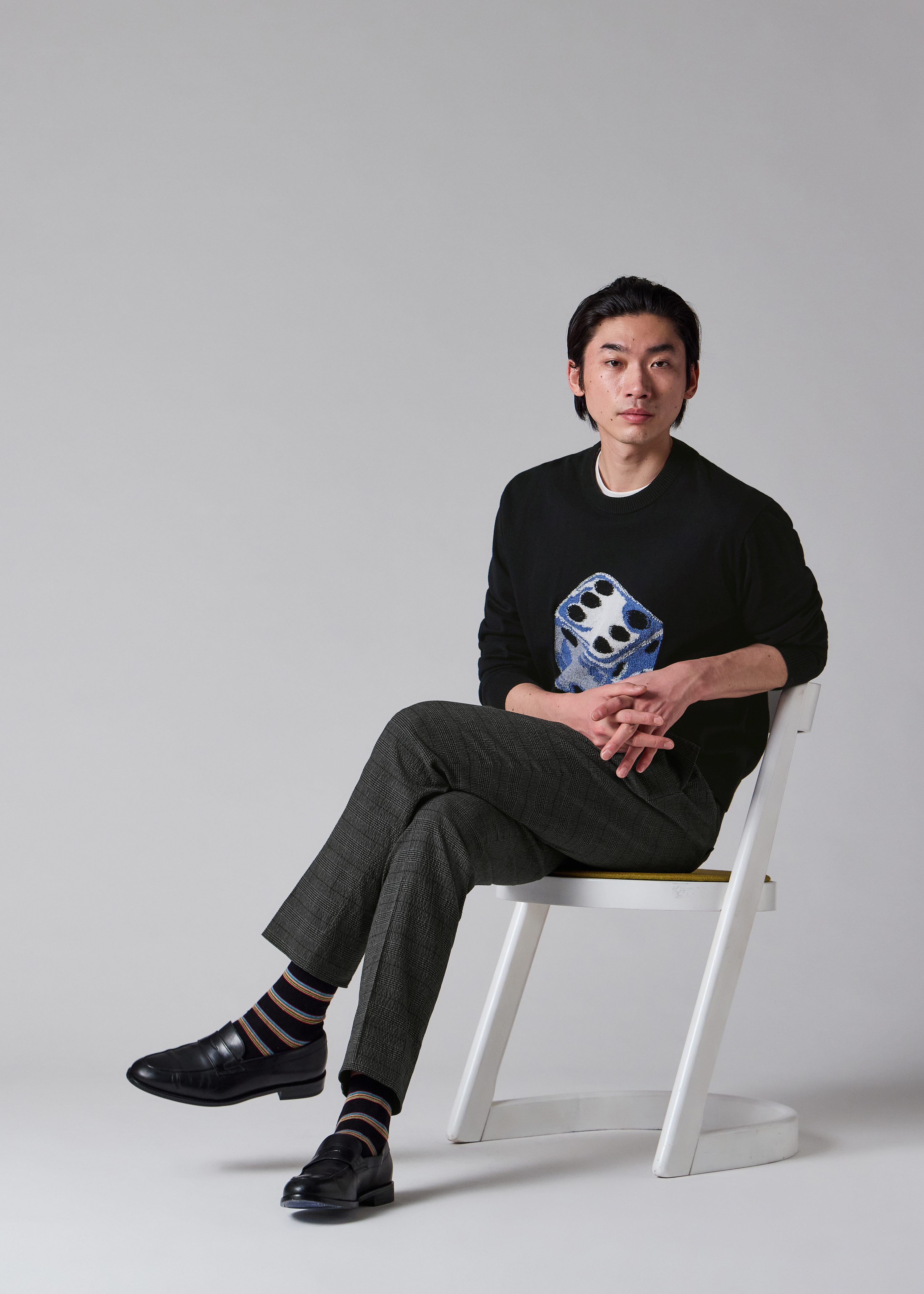 Black 'Dice' Merino Wool-Blend Knitted Sweater