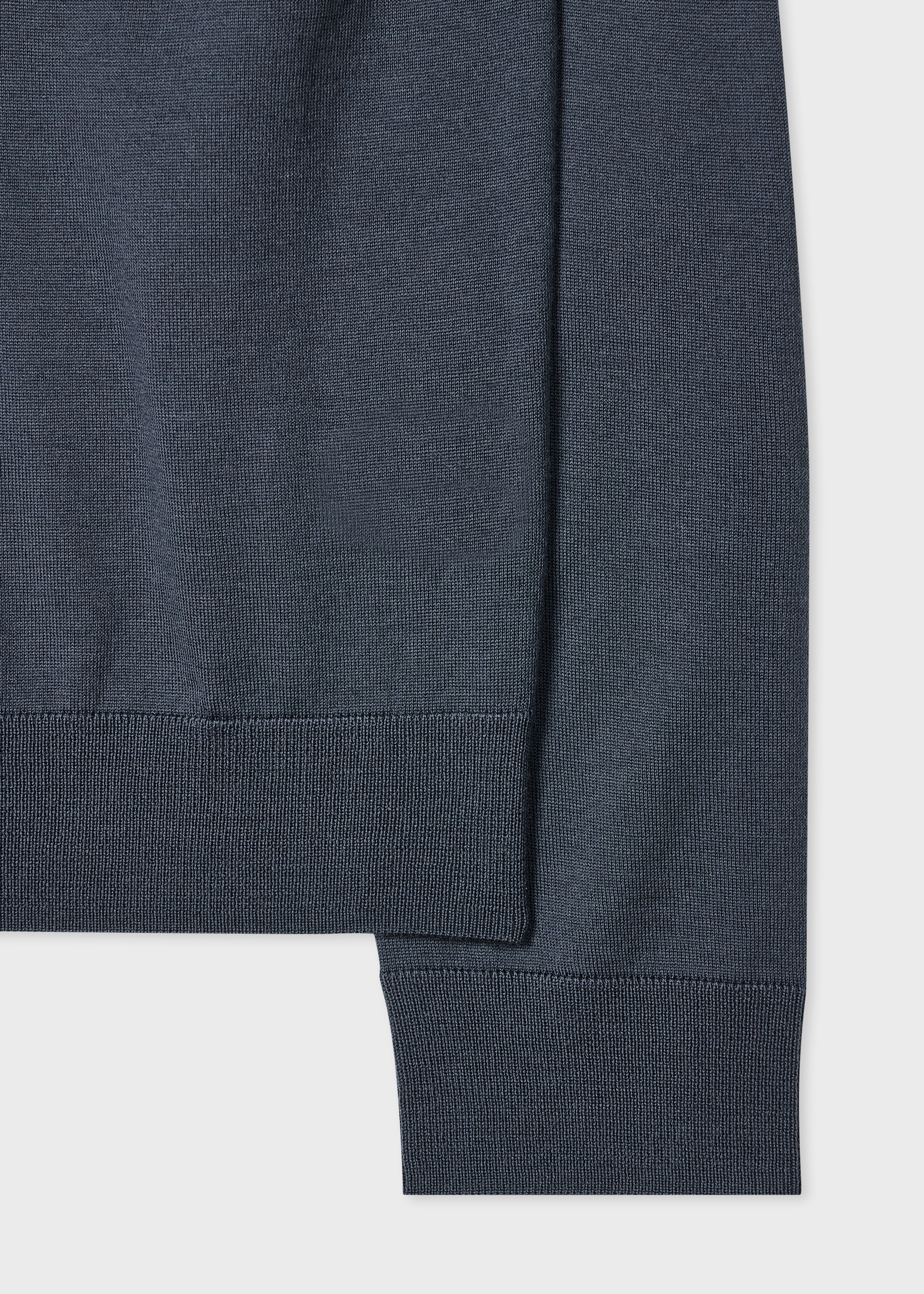 Grey 'Signature Stripe' Zip Trim Merino Wool Polo Shirt