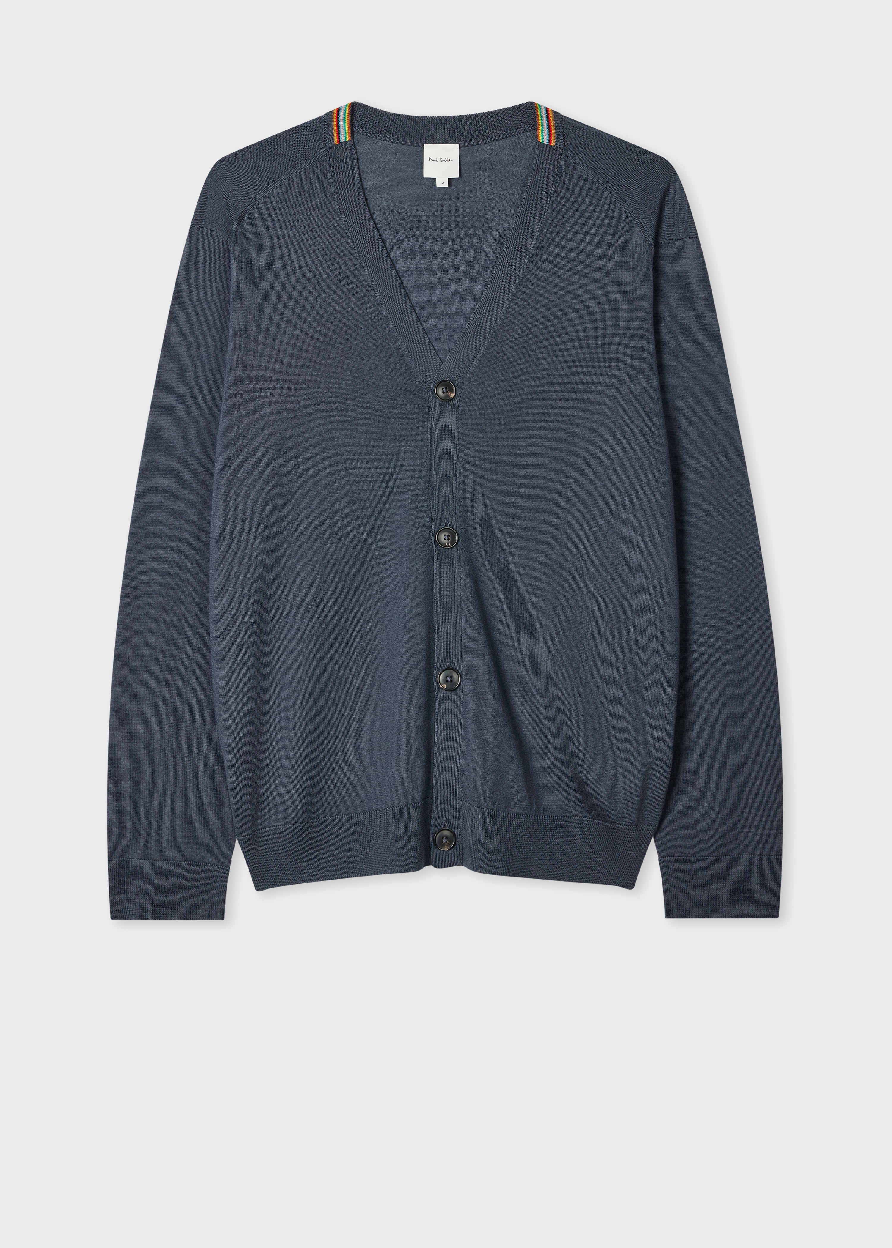 Grey Washable Wool 'Signature Stripe' Cardigan