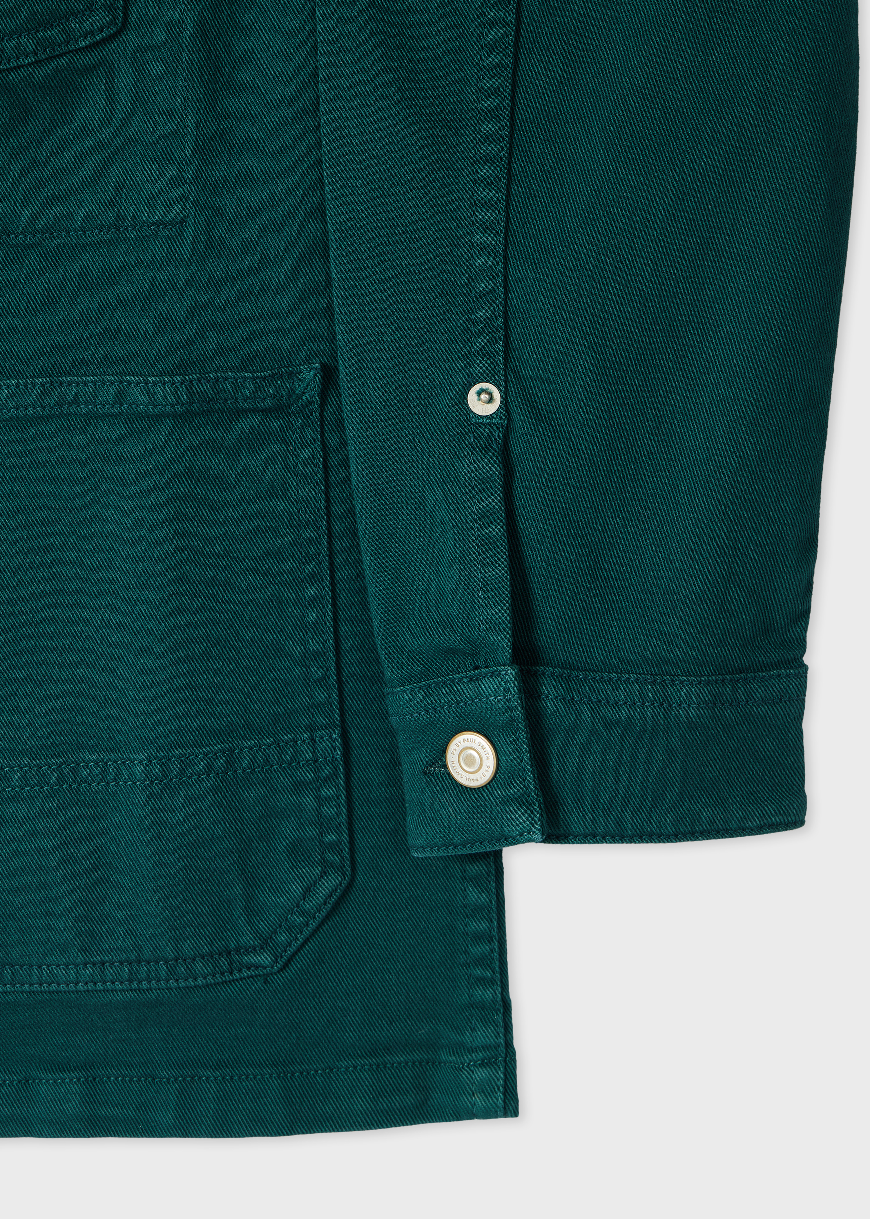 Petrol Green Garment-Dyed Denim Work Jacket