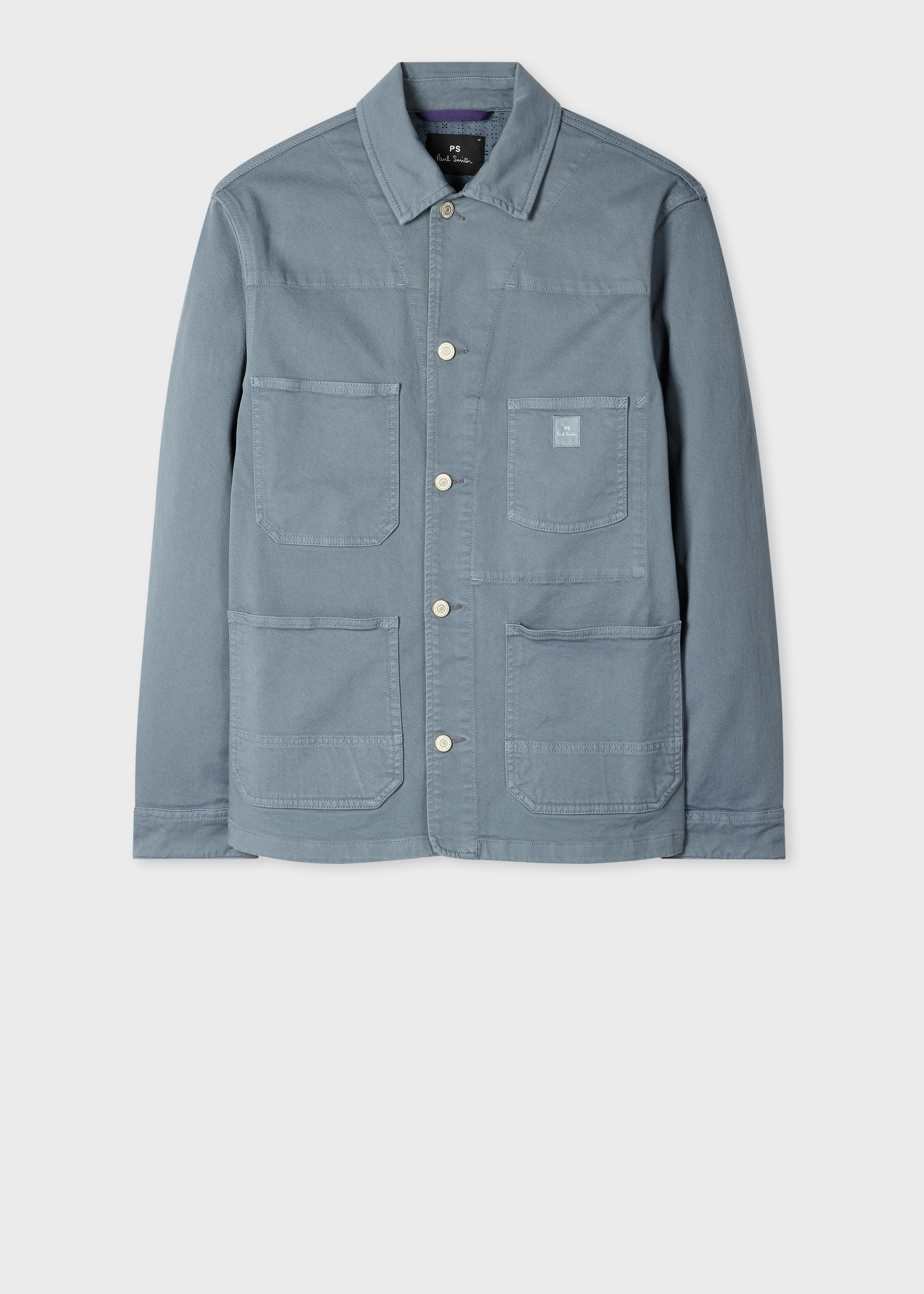 Powder Blue Garment-Dyed Denim Work Jacket