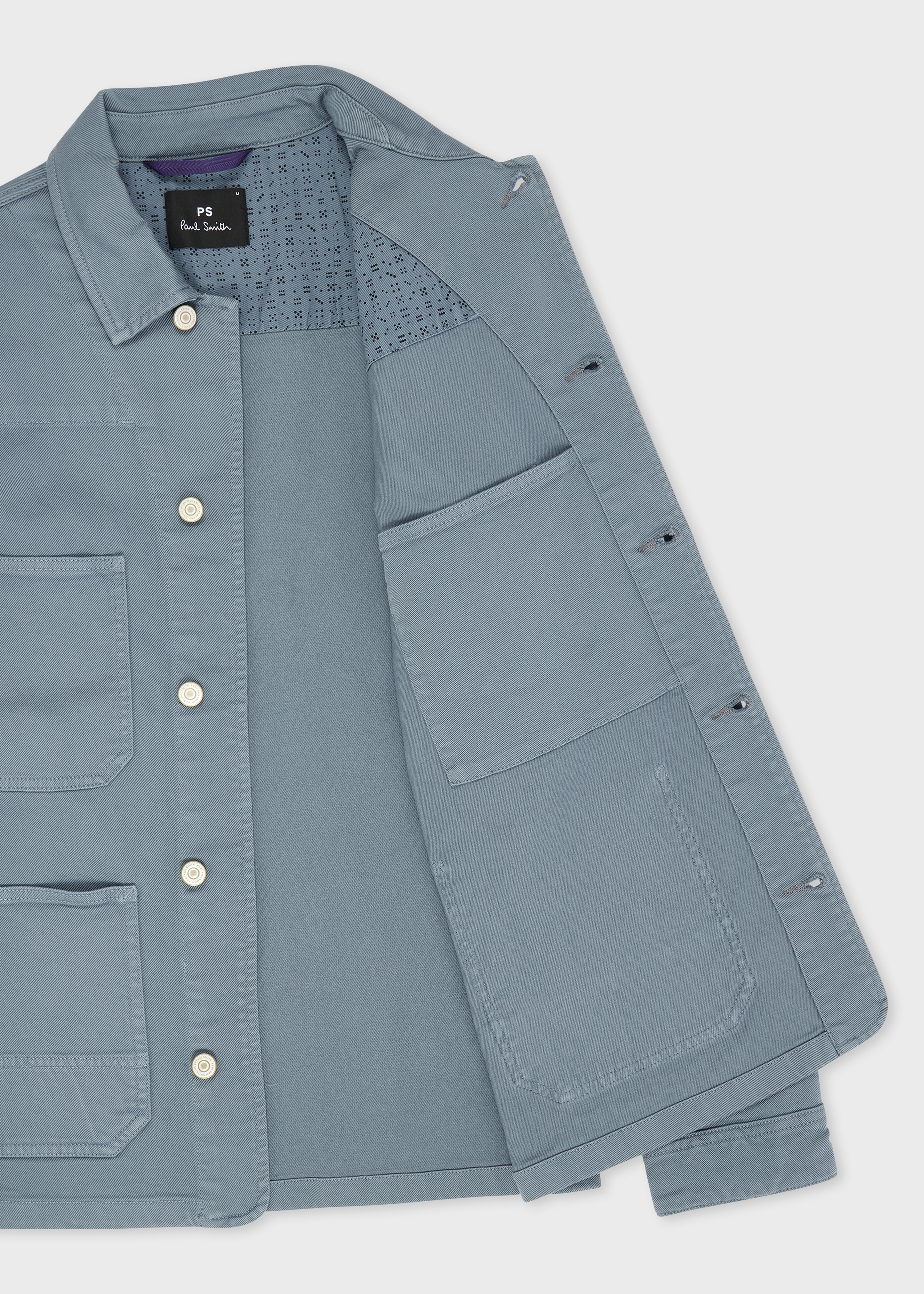 Powder Blue Garment-Dyed Denim Work Jacket