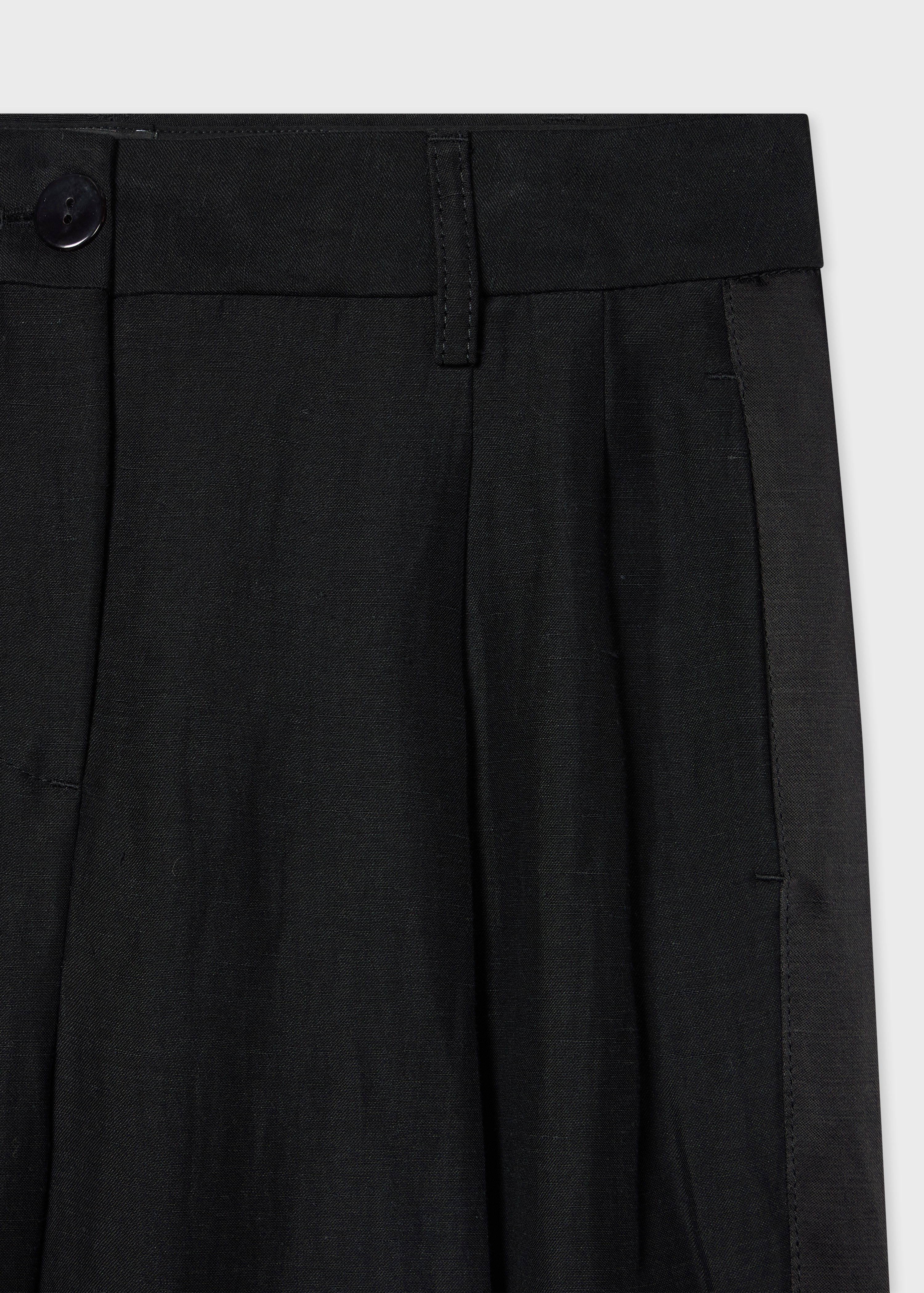 Women's Black Linen-Blend Wide-Leg Trousers
