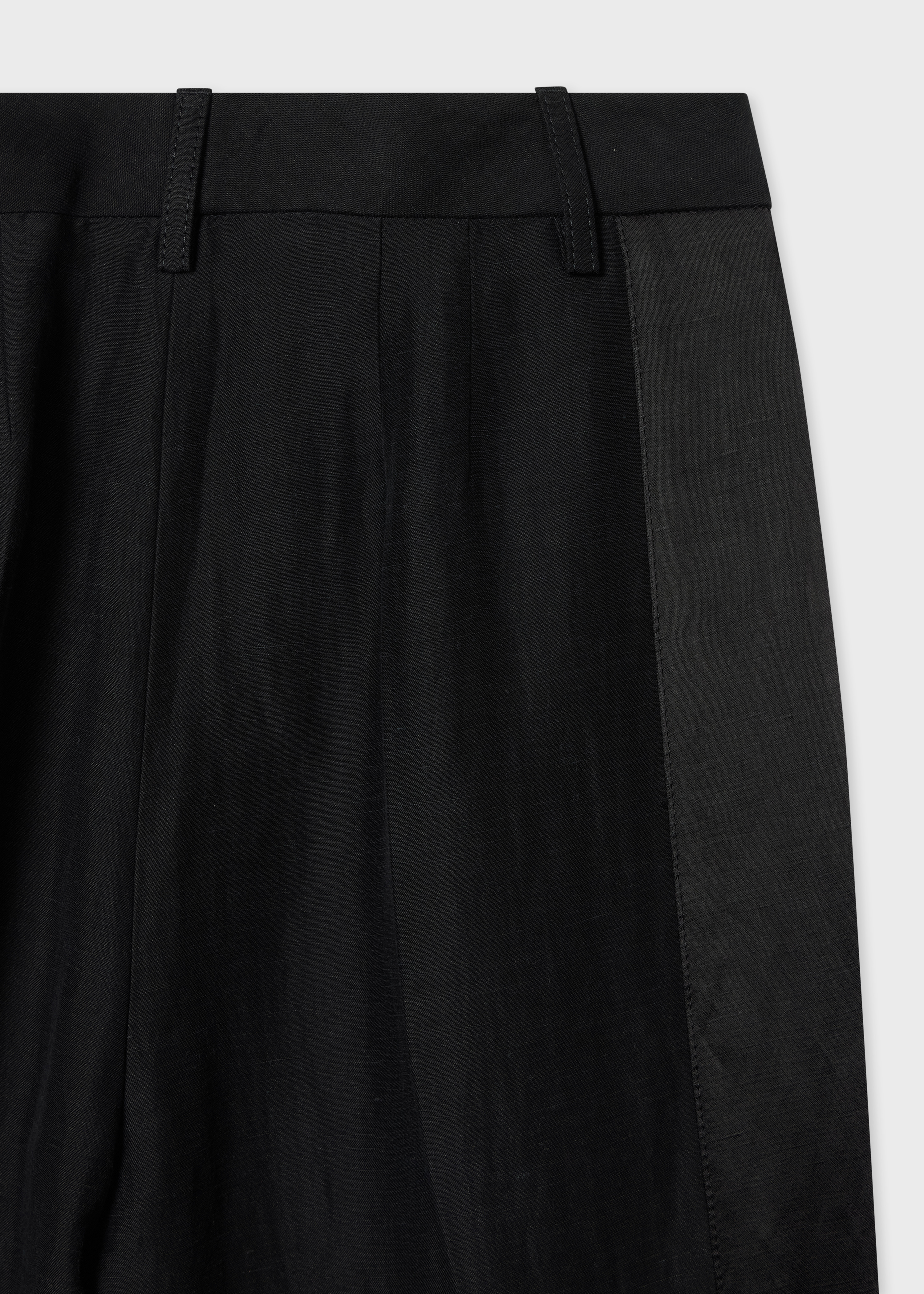 Women's Black Linen-Blend Wide-Leg Trousers