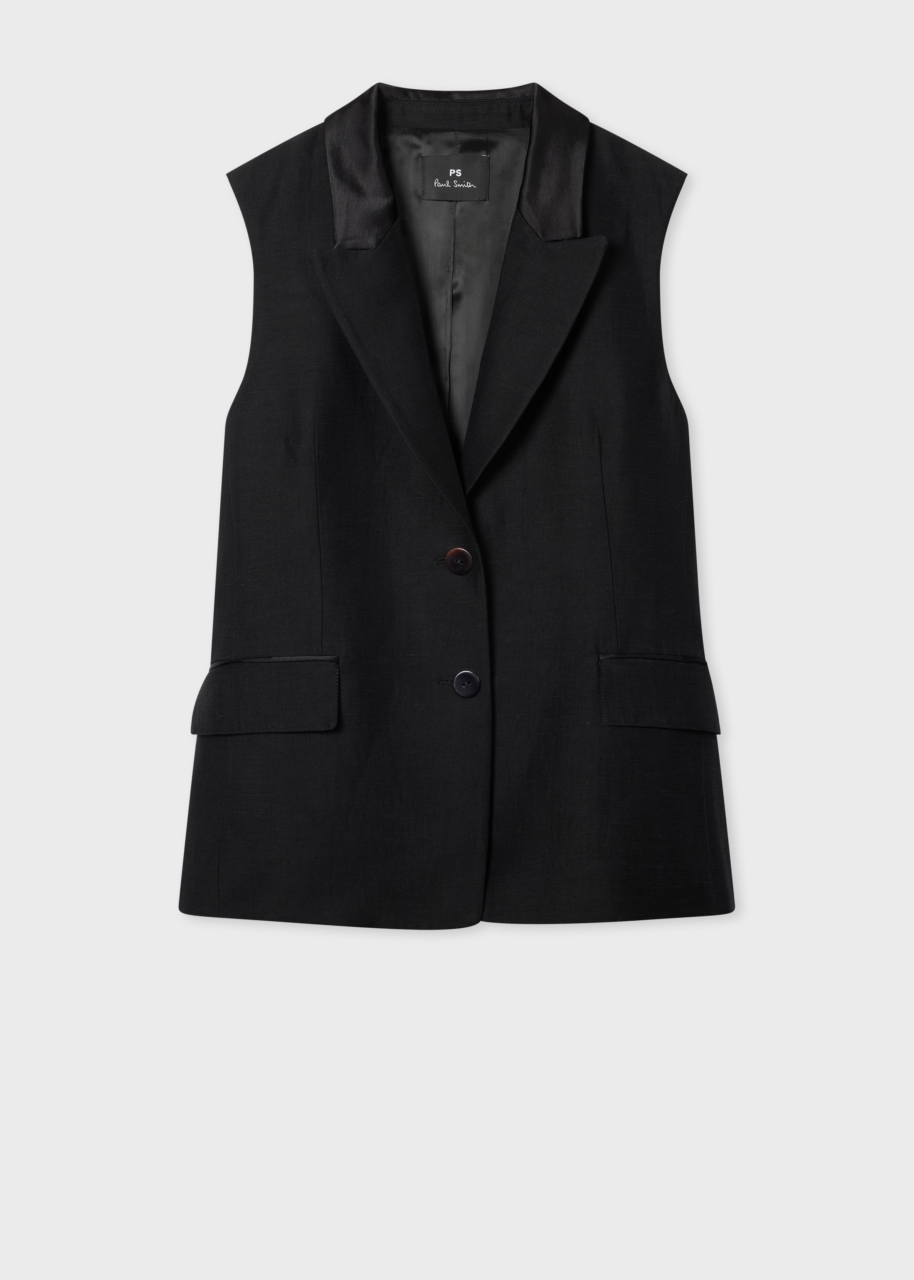 Women's Black Linen-Blend Waistcoat