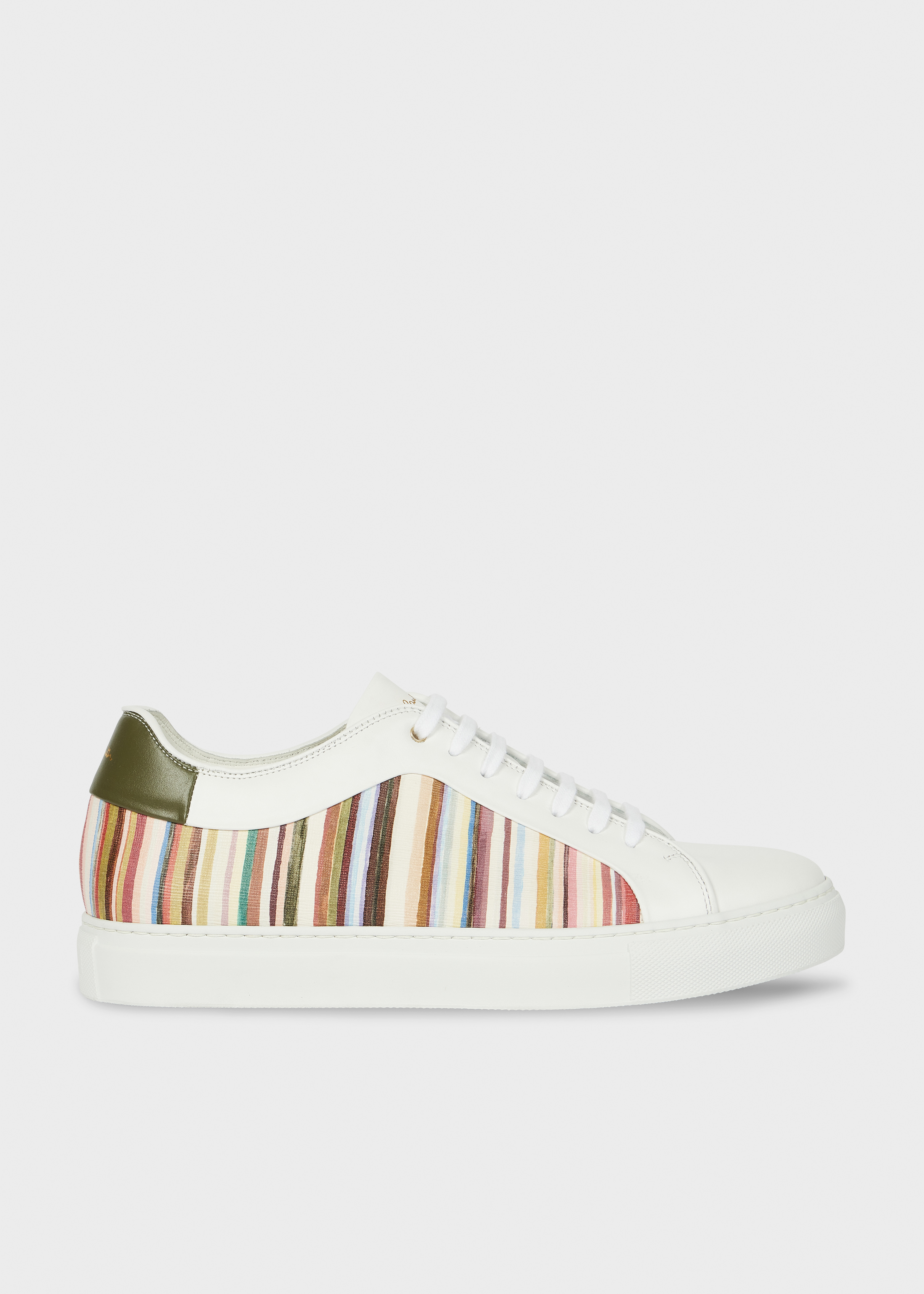 White 'Painted Signature Stripe' Leather 'Basso' Trainers