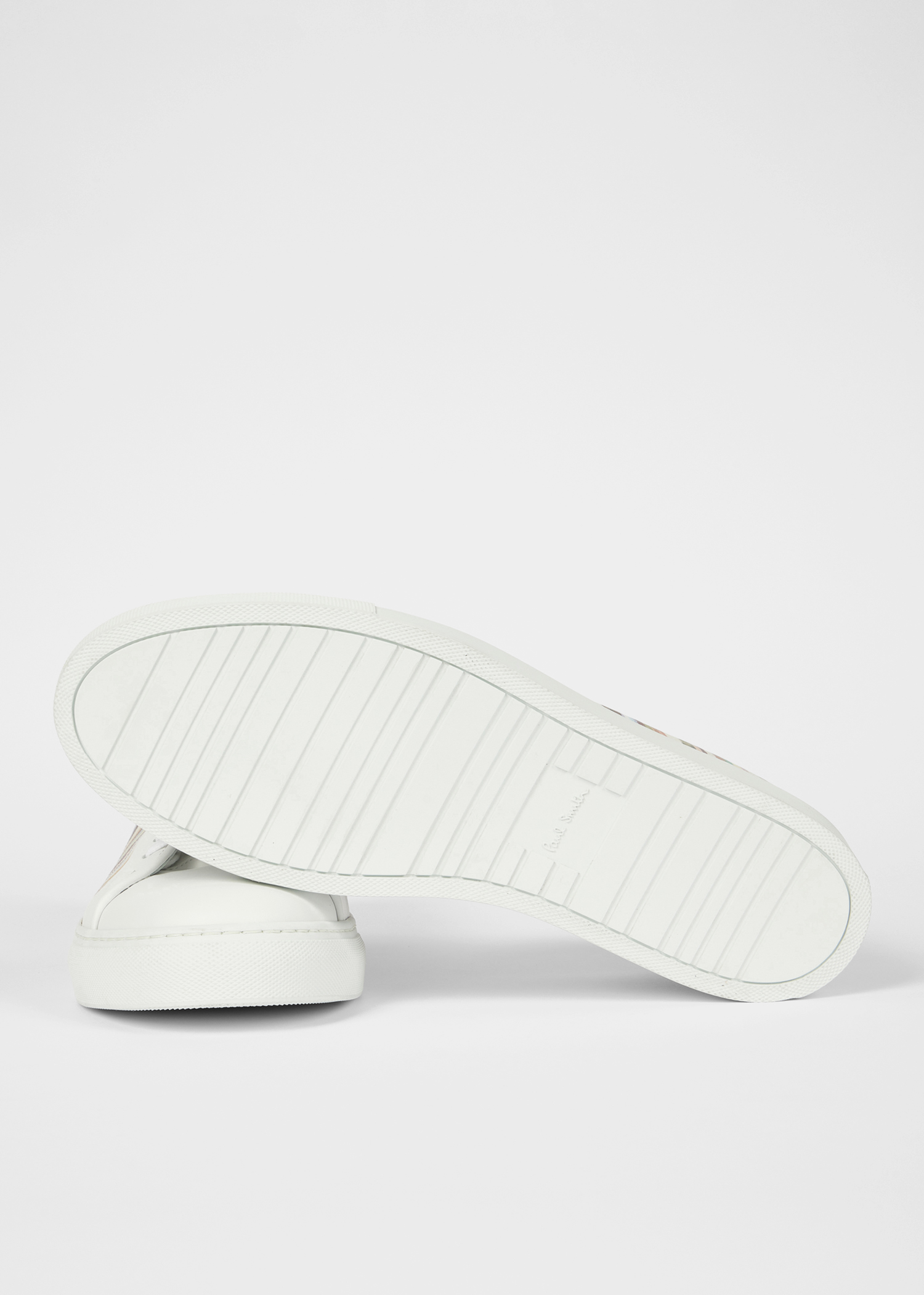 White 'Painted Signature Stripe' Leather 'Basso' Trainers
