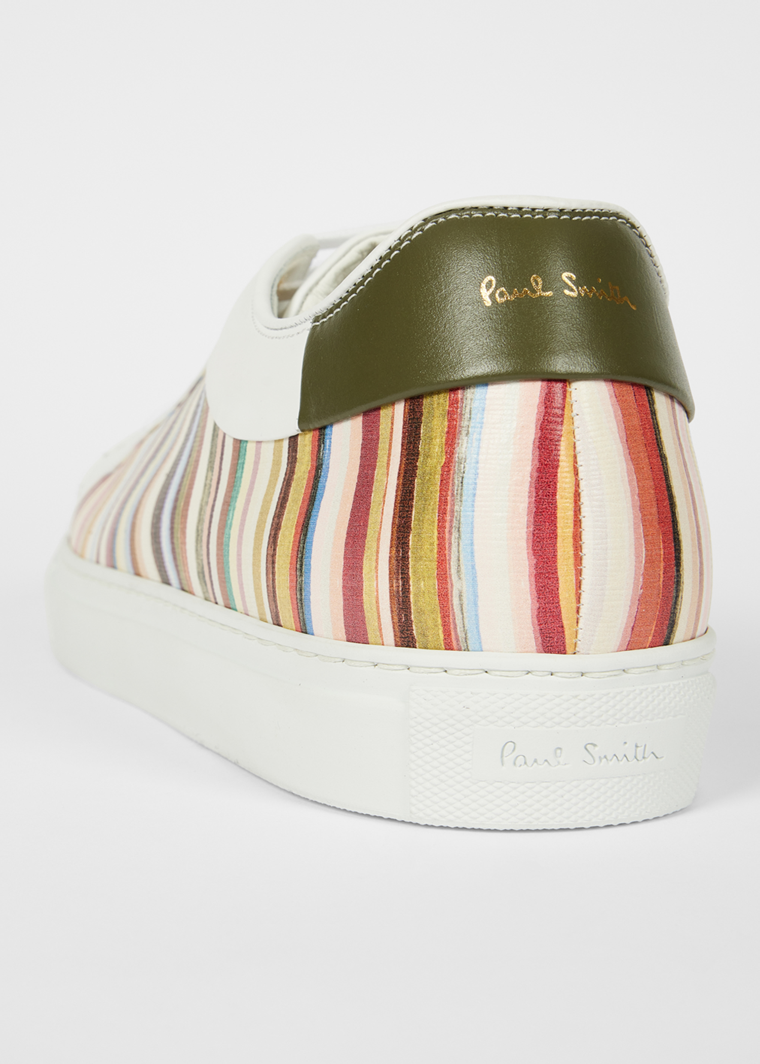 White 'Painted Signature Stripe' Leather 'Basso' Trainers