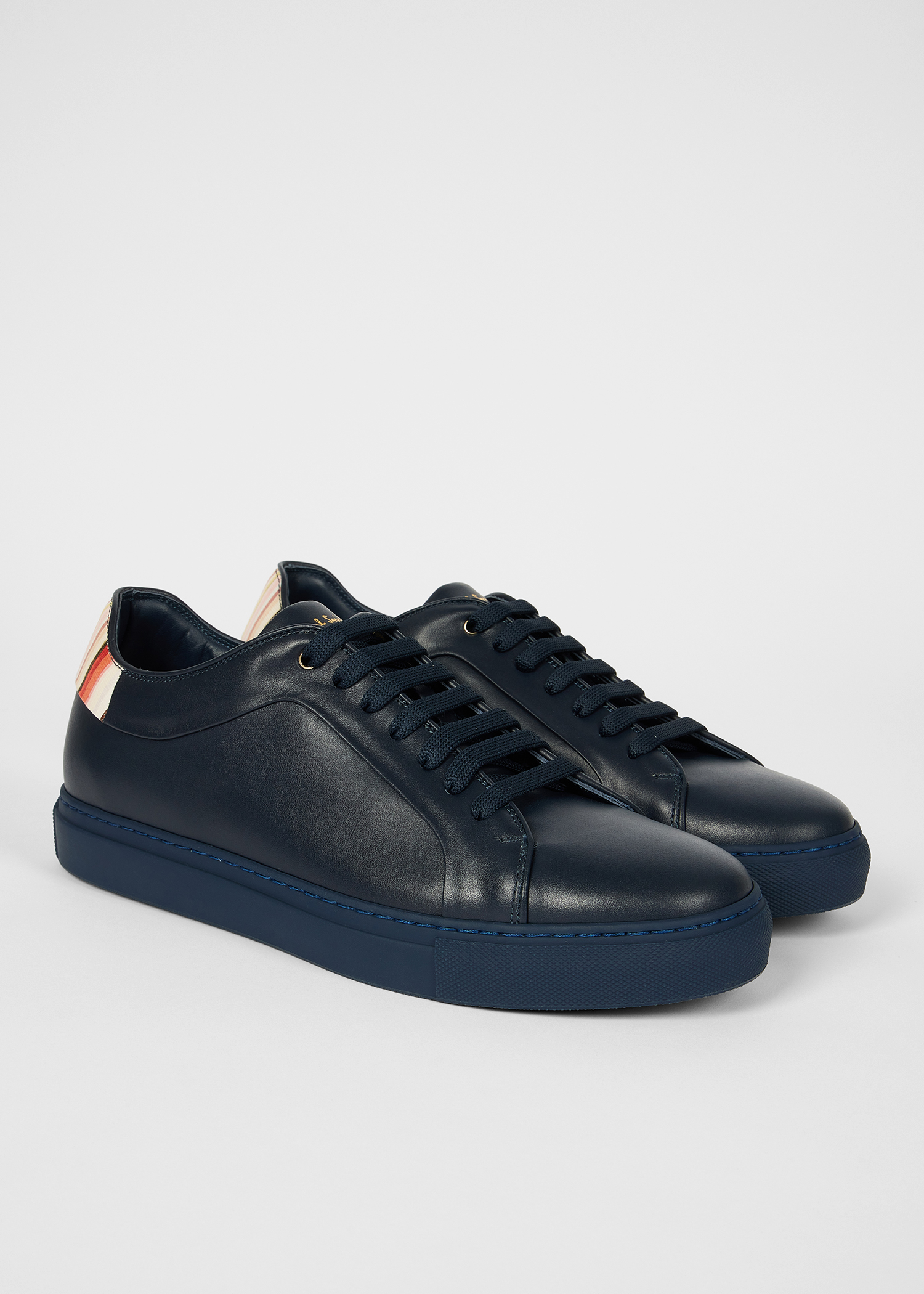 Navy 'Basso' Trainers with Stripe Trim