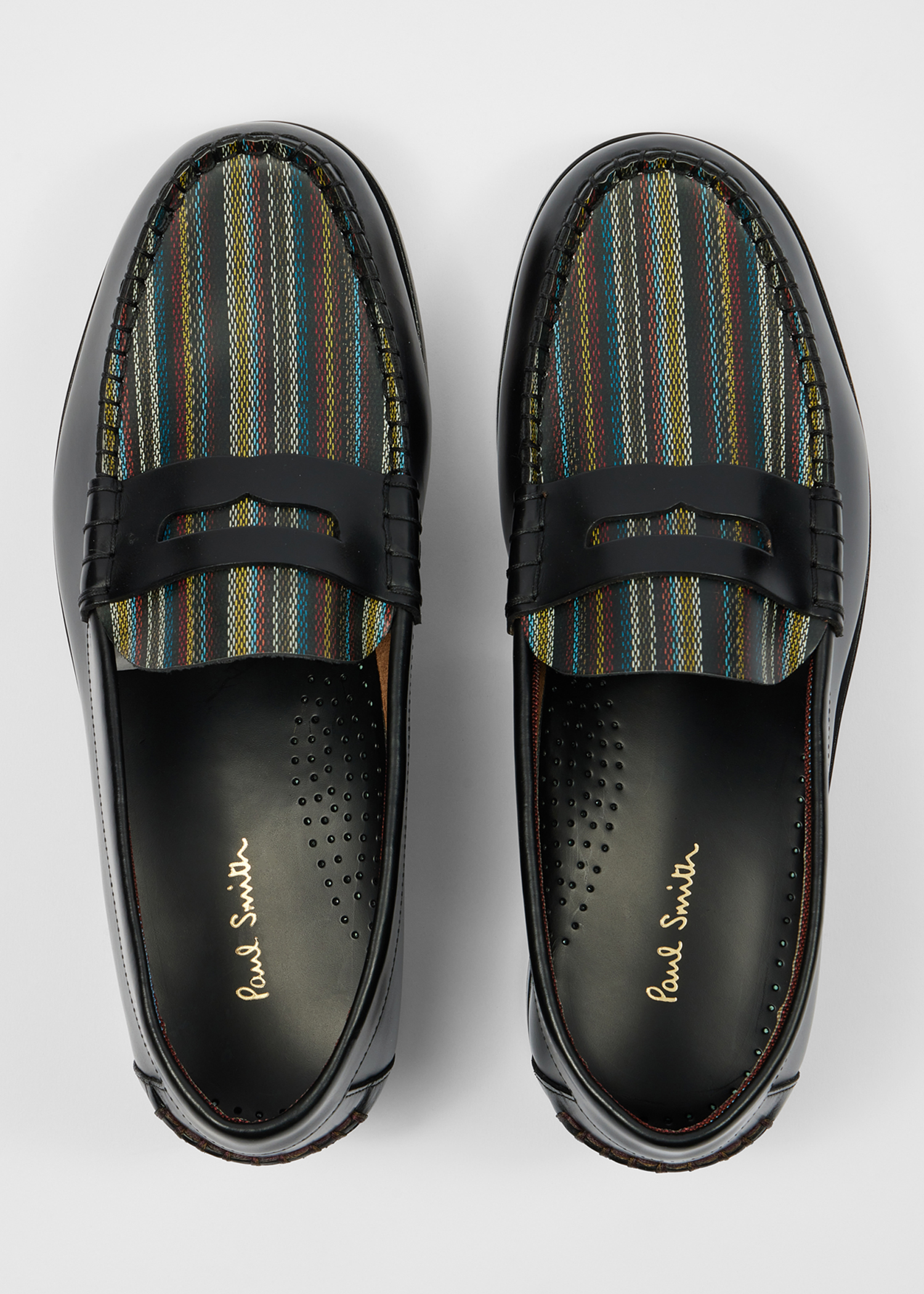 Black 'Signature Stripe' Leather 'Lido' Loafers