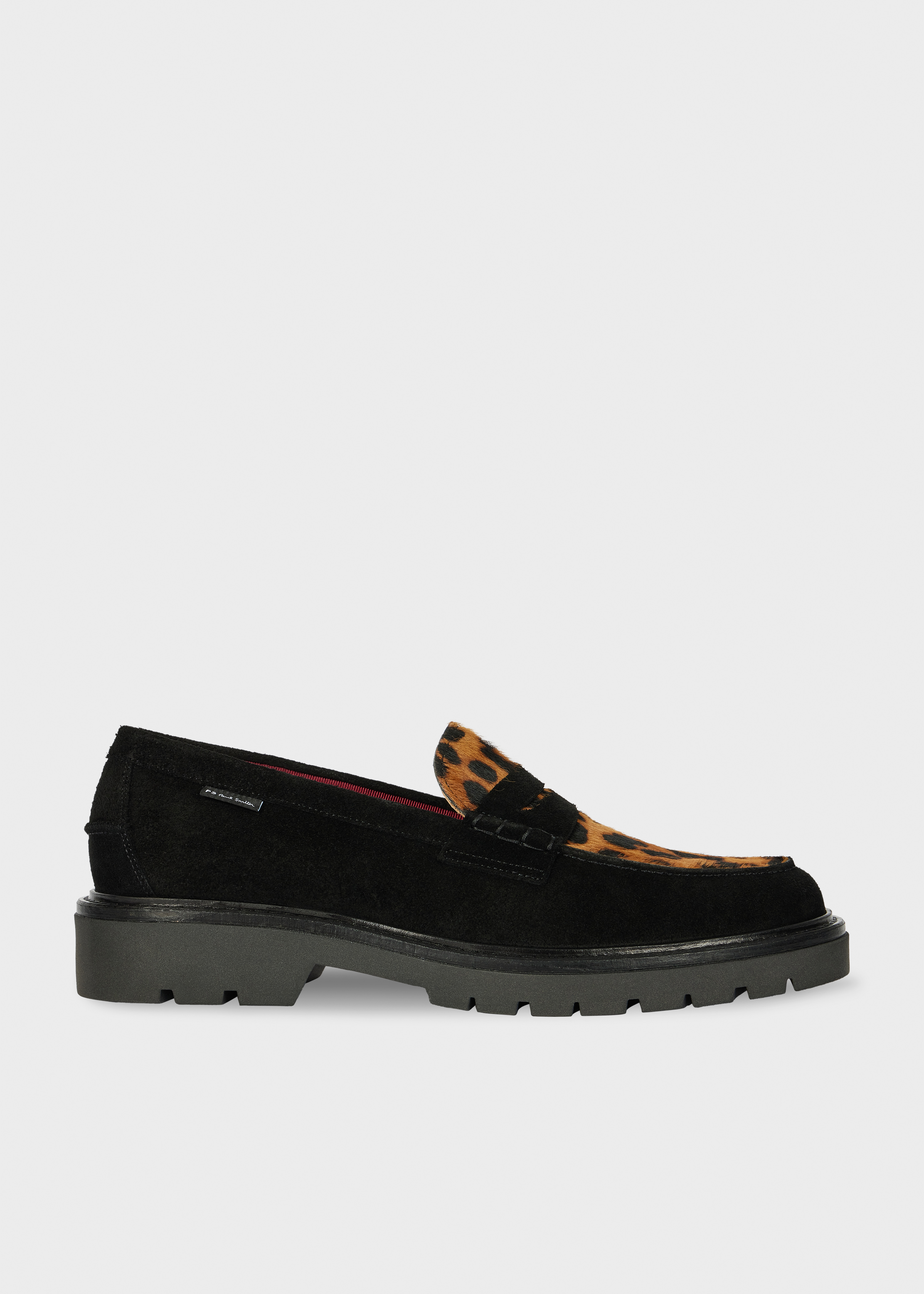 Black 'Bolzano' Leopard Panel Detail Suede Loafers