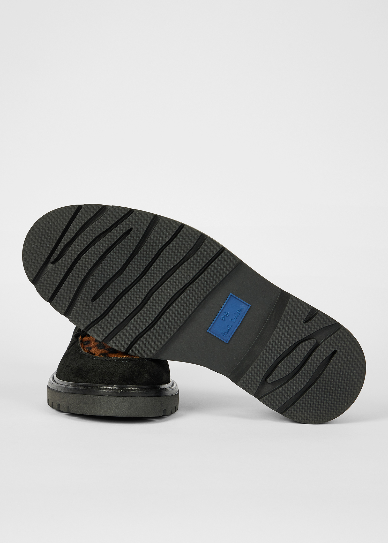 Black 'Bolzano' Leopard Panel Detail Suede Loafers
